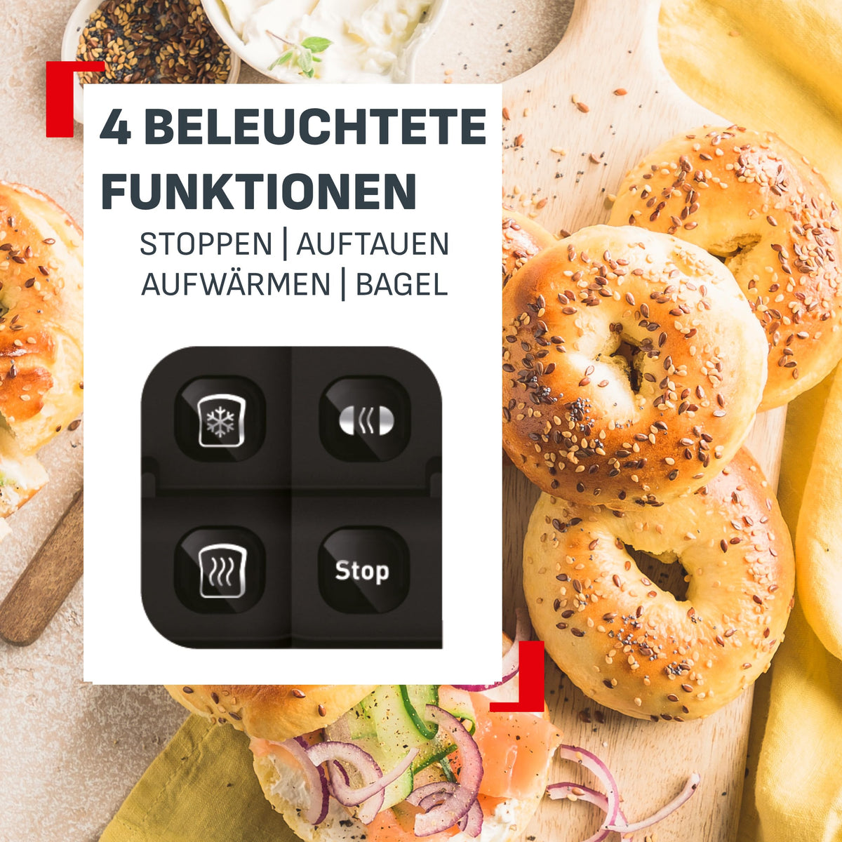 Tefal Element Toaster cu fante duble, suport integrat pentru chifle - TT4308E0