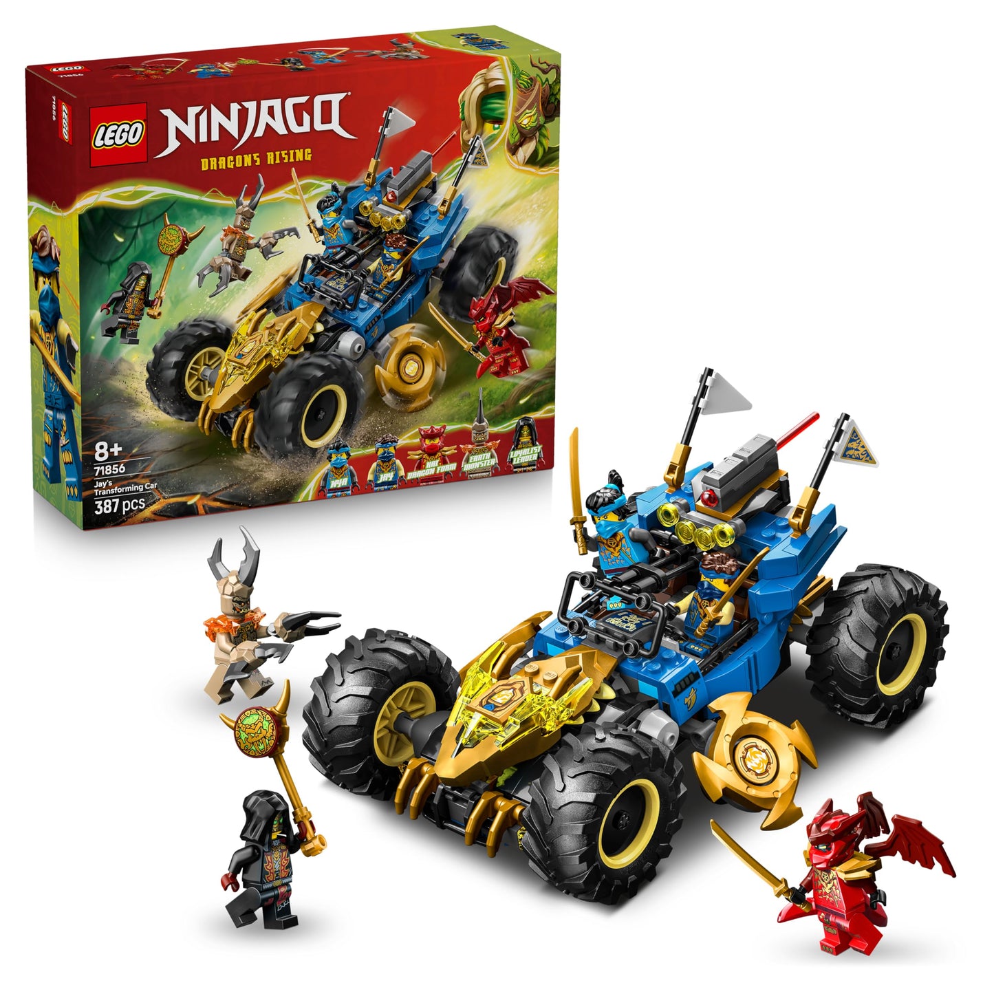 LEGO NINJAGO 2in1 Jay's Transformation Speedster - Ninja Truck with 5 minifigures, including Kai and NYA, as well as shuriken and swords - Creative gift for boys aged 8 and up and fans - 71856