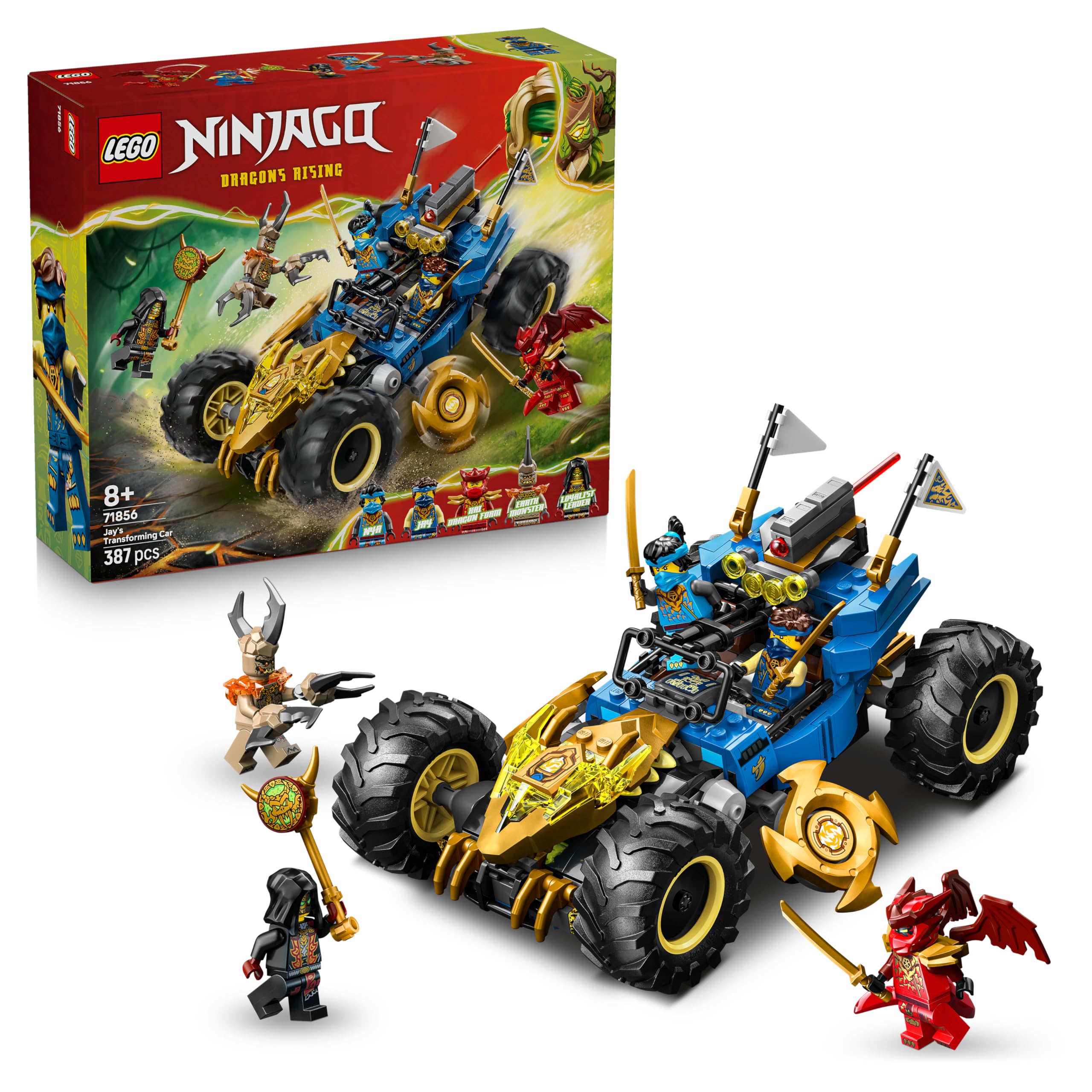 LEGO NINJAGO 2in1 Jay's Transformation Speedster - Ninja Truck with 5 minifigures, including Kai and NYA, as well as shuriken and swords - Creative gift for boys aged 8 and up and fans - 71856