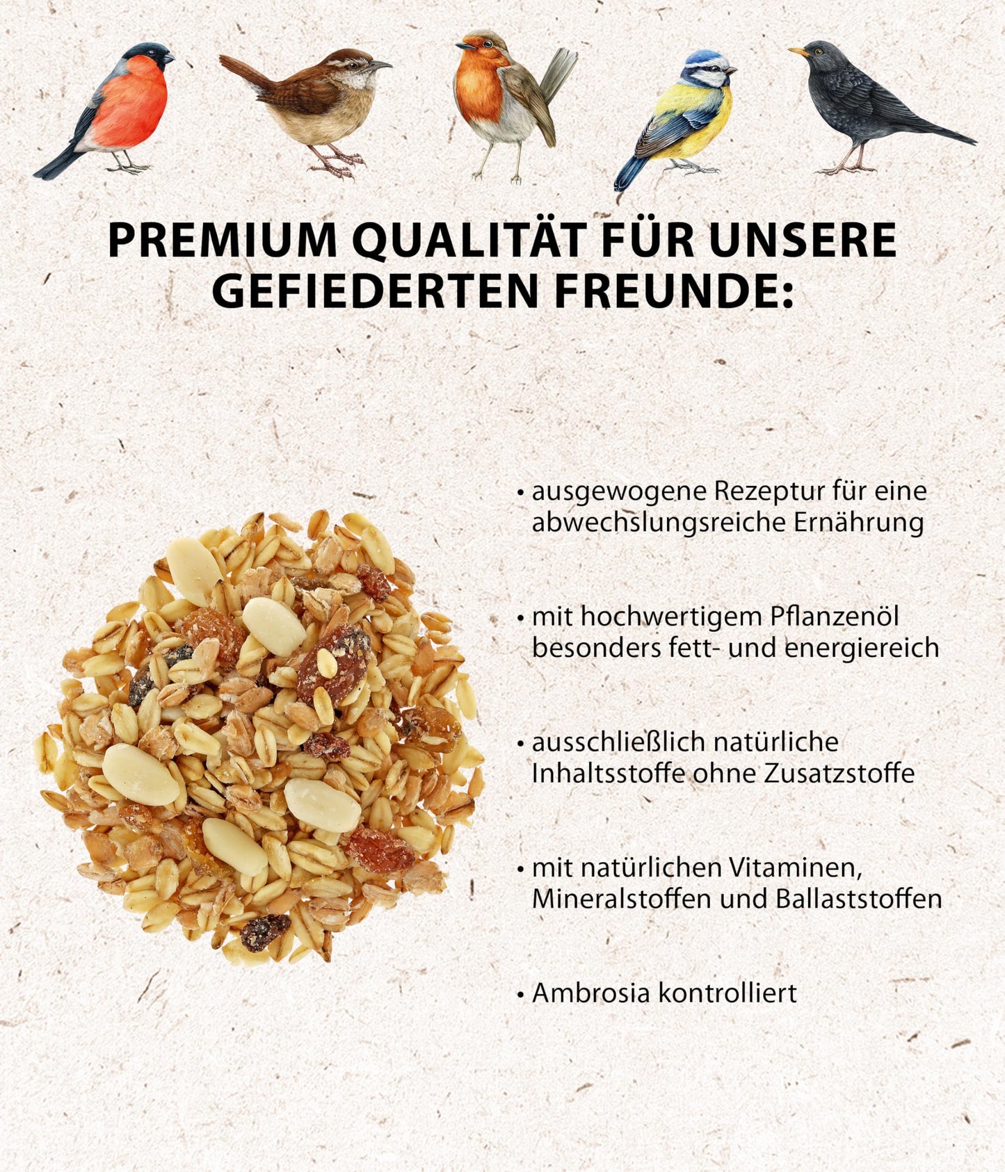 Dehner Natura Premium wild bird food, fatty food/soft food, all-season food, species-appropriate/energizing, high-quality bird food for wild birds, 5 kg (pack of 2) - 5252259