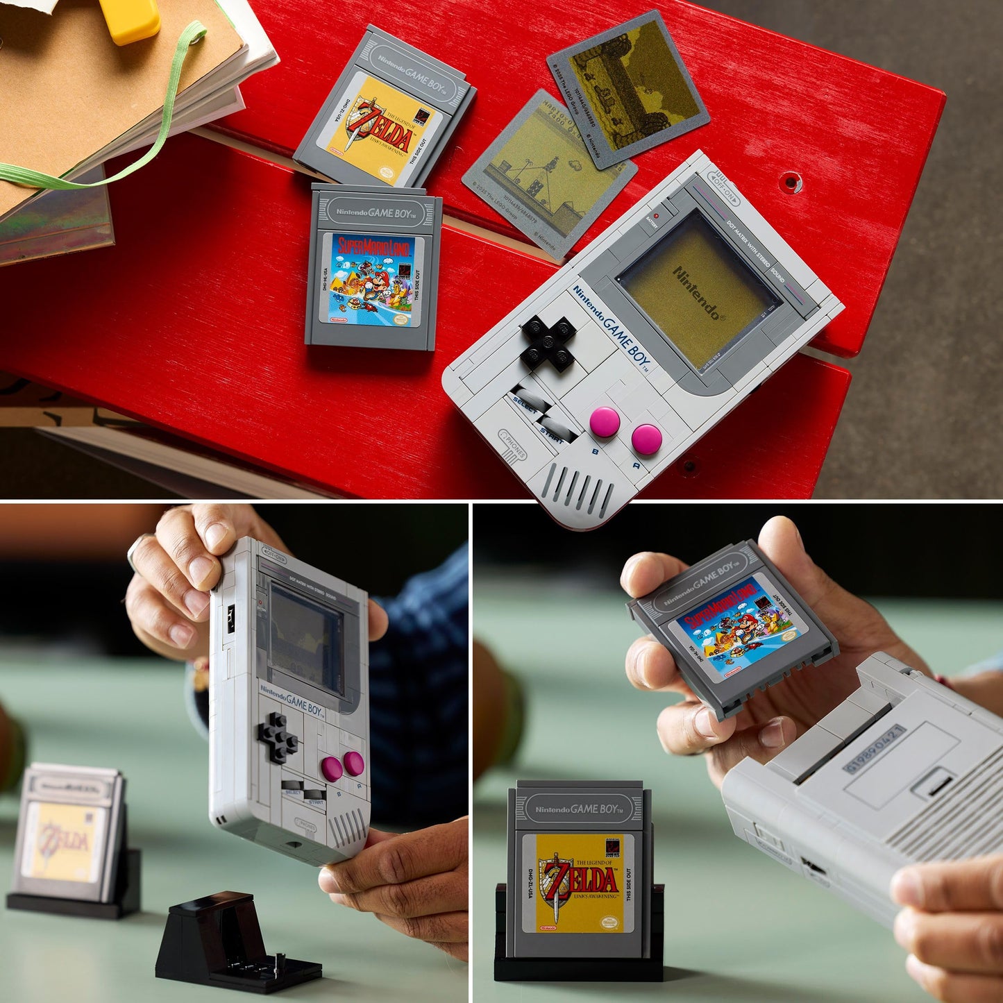 LEGO Super Mario Game Boy - model building for adults - Nintendo model with 2 game modules including Zelda and stand - retro gift for gaming fans - 72046