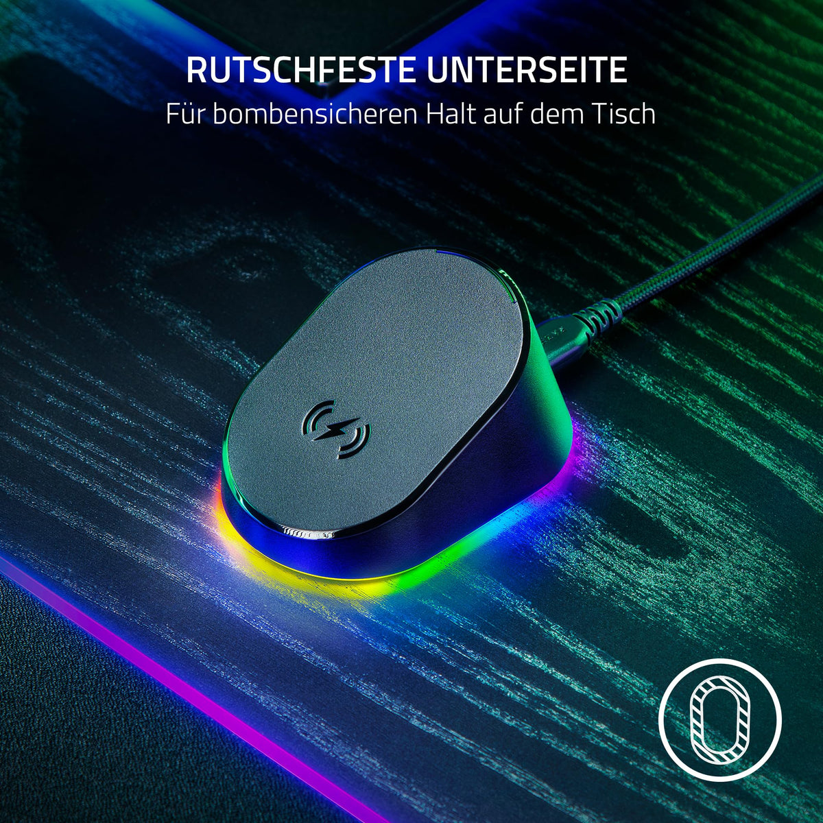 Razer Mouse Dock Pro & Charging Puck - Magnetic Wireless Charging Station & Battery (Hyperspeed 4K Hz, 8 RGB Chroma Lighting & Module for Compatible Mice) Black - RZ81-01990100-B3M1