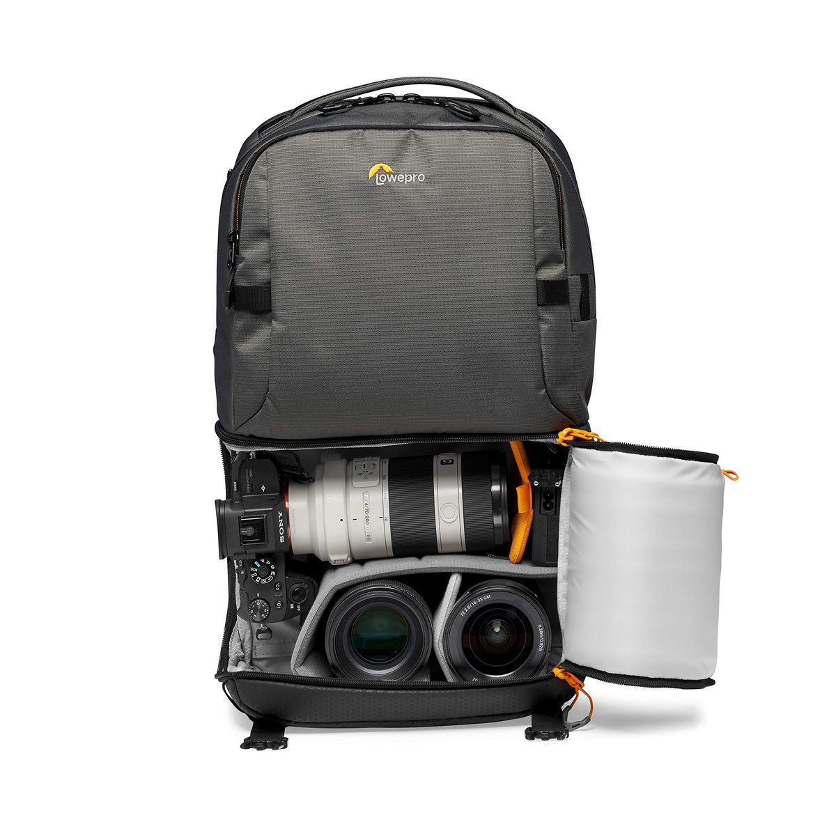 Lowepro Fastpack BP 250 AW III Rucsac pentru cameră - Geantă foto/rucsac foto pentru camere mirrorless și DSLR precum Nikon D850, 300D, cu acces prin QuickDoor, compartiment pentru laptop de 13 inci, Ripstop, Gri - LP37332-PWW