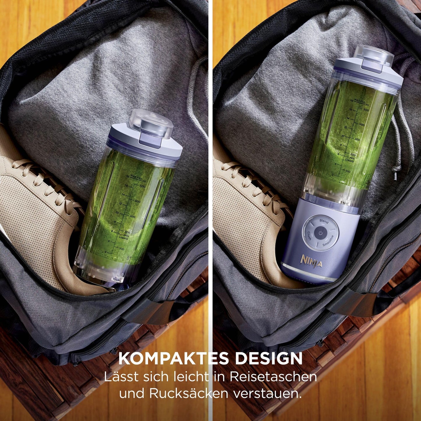 Ninja Blast Max Portable Blender/Smoothie Maker, 570ml, Rechargeable, Blending Cup & Leakproof Lid, 3 Functions, Smoothies, Protein Shakes, Lavender BC251EULD
