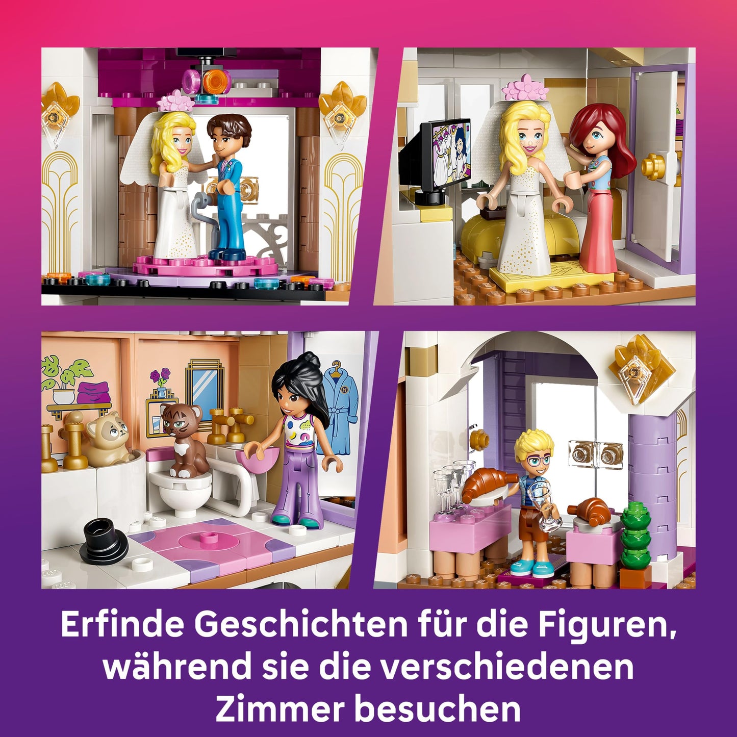 LEGO Friends The Grand Hotel of Heartlake City - Miniature model with 6 minifigures, 2 animal figures & accessories - Children's room decoration - Gift idea for girls aged 9 and up - 42704