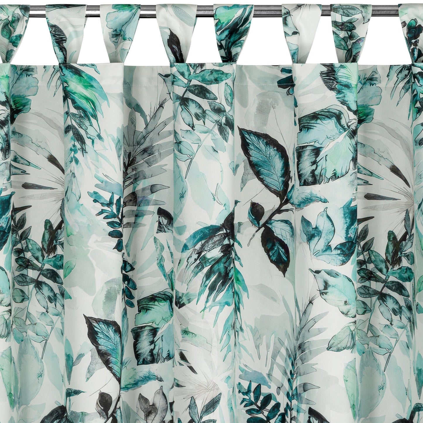 Eurofirany Garden outdoor curtain with loop curtain - 1 piece. Removable loops, sun protection, privacy screen, windproof, waterproof curtain for gazebo, terrace, pergola, 155 x 200 cm, green print - ZAS/GARDEN