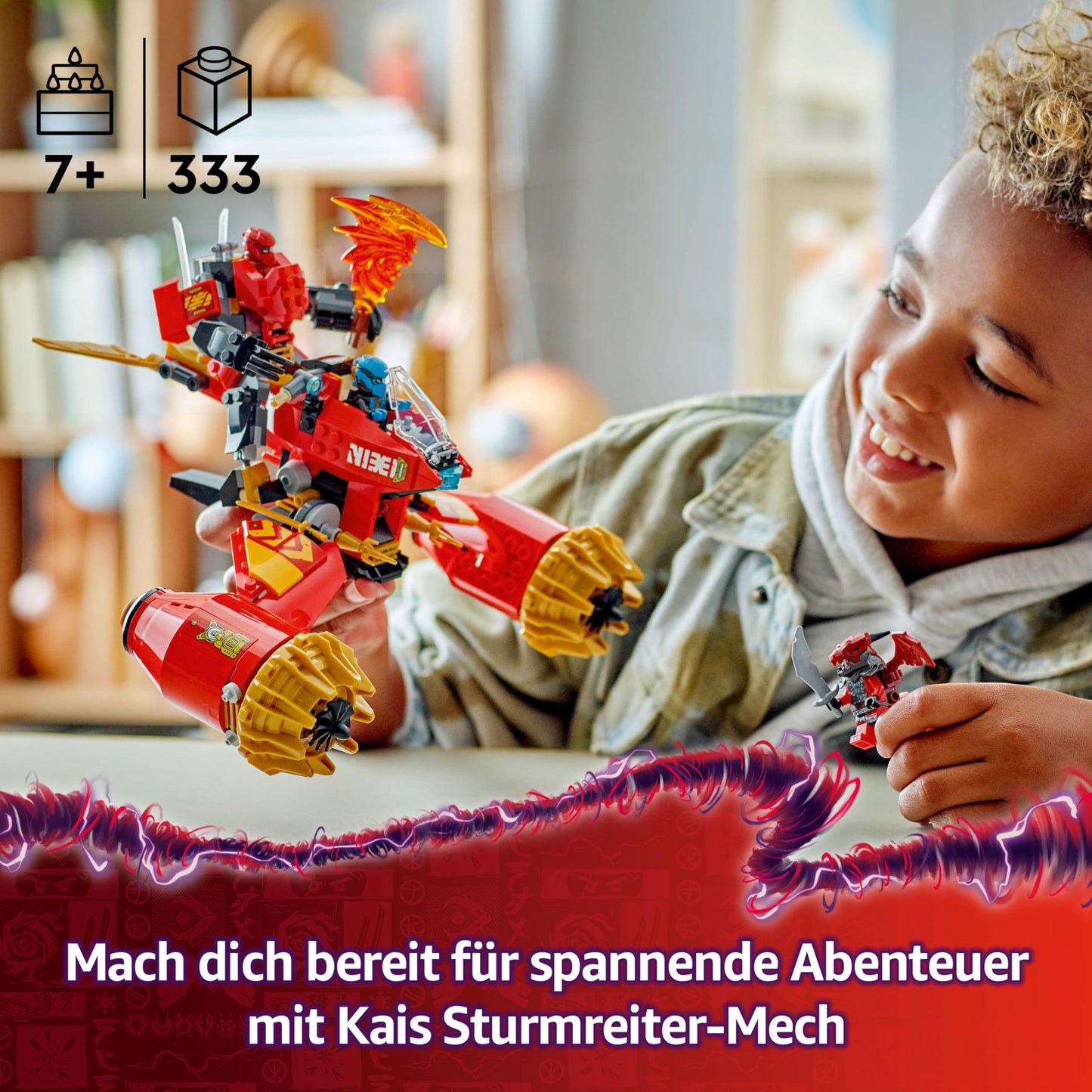 LEGO NINJAGO Kai's Storm Rider Mech - Flying Motorcycle Toy with 3 Minifigures - Mech with Movable Head, Arms and Legs - Building Toy - Gift for Boys & Girls from 7 Years 71830