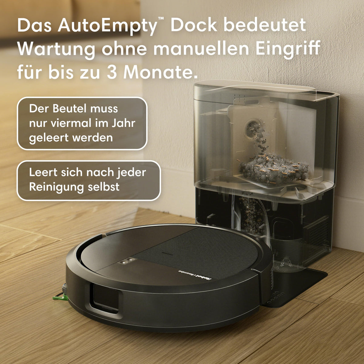 iRobot Roomba® 115 Combo Vacuum and Mopping Robot + AutoEmpty™ Dock, 15k Pa suction power, brushes and mopping pad included, navigation with Clearview™ LiDAR, Black - Y454040