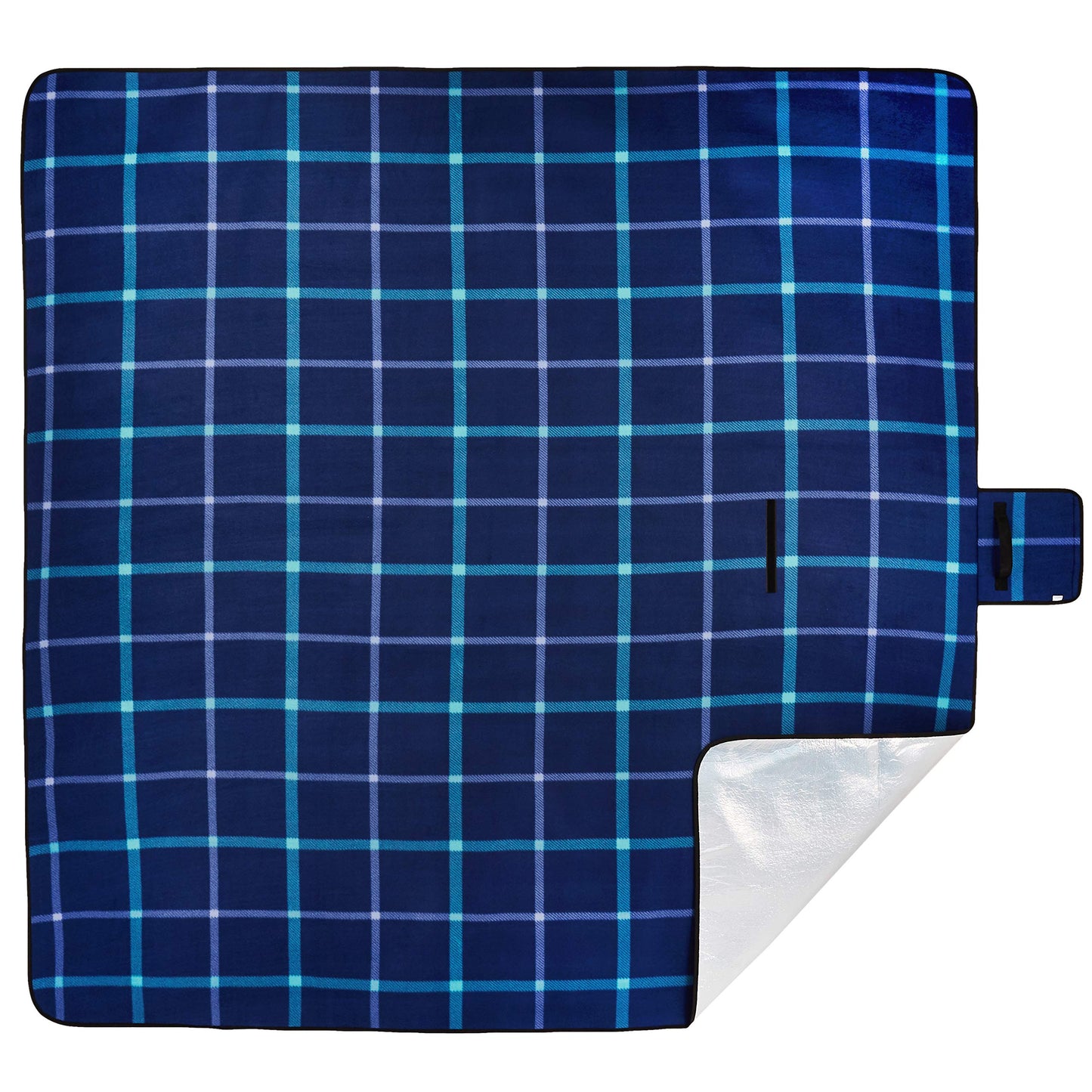 Amazon Basics Kitchen Picnic Blanket with Waterproof Backing, Dark Blue, 200 x 200 cm - TEX0724-6