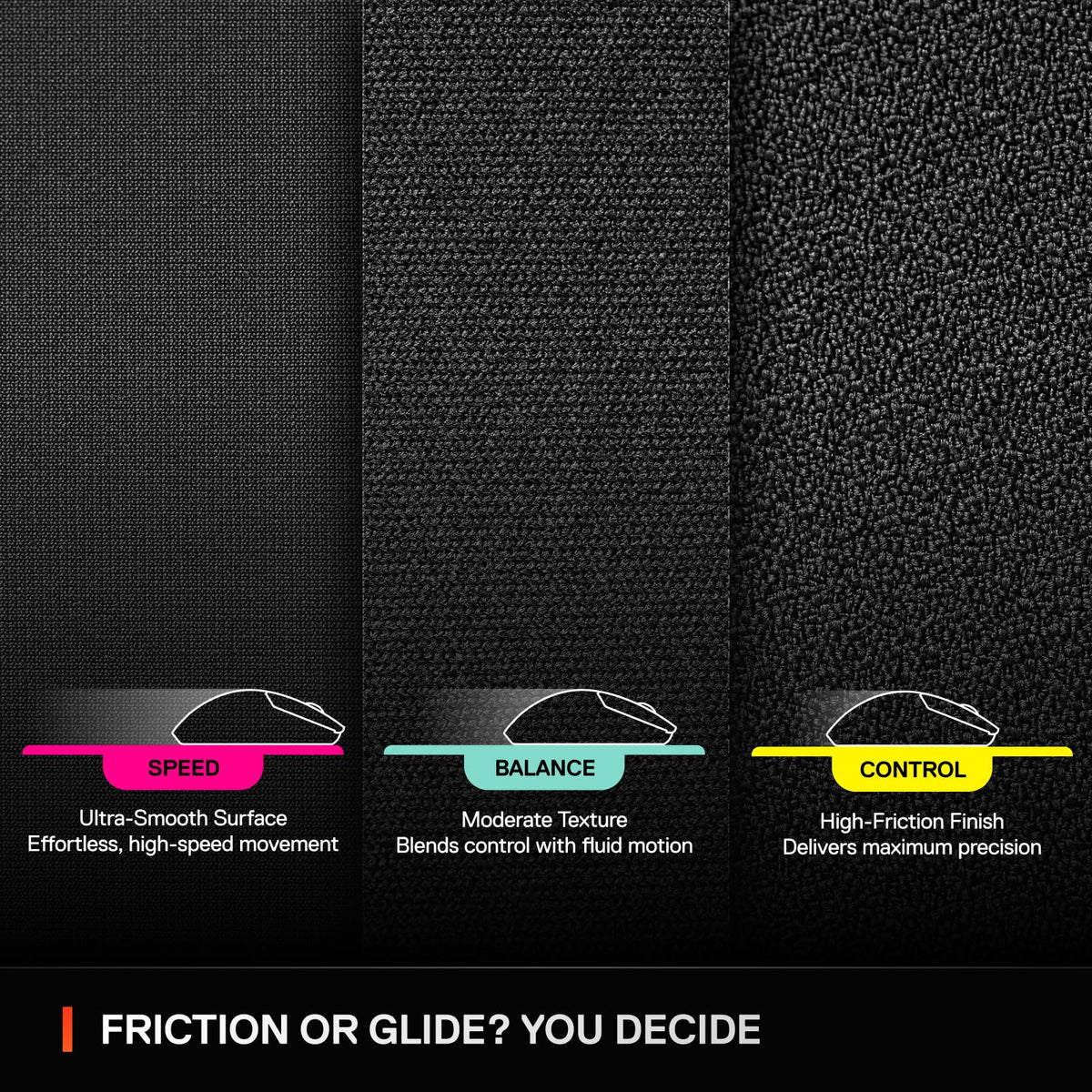 SteelSeries QcK L Performance Control Gaming Mouse Pad – Extra thick for smooth gliding - Flat, stitched edges – Non-slip neoprene rubber base – 490 x 420 mm – FPS, MOBA, RTS, MMO - 63469