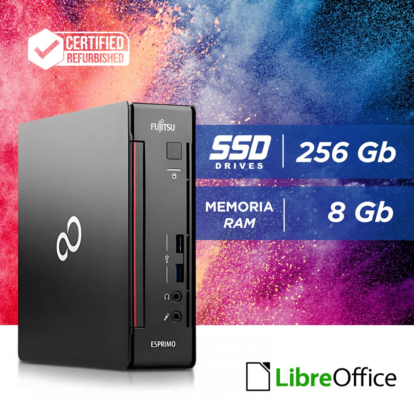 Fujitsu Q558 - Mini PC Desktop PC - Intel i5-8400T 6 Core 1.7 GHz - RAM 8 GB DDR4 SSD 256 GB, DVI + DP - Win 11 ready for use with WLAN stick (refurbished)