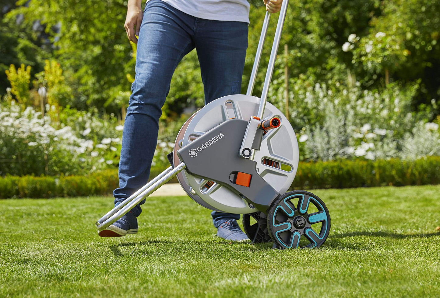 Gardena CleverRoll L Easy Metal: Large hose trolley with a capacity of up to 100 m, particularly stable, hose guide in a robust metal frame (18550-20)