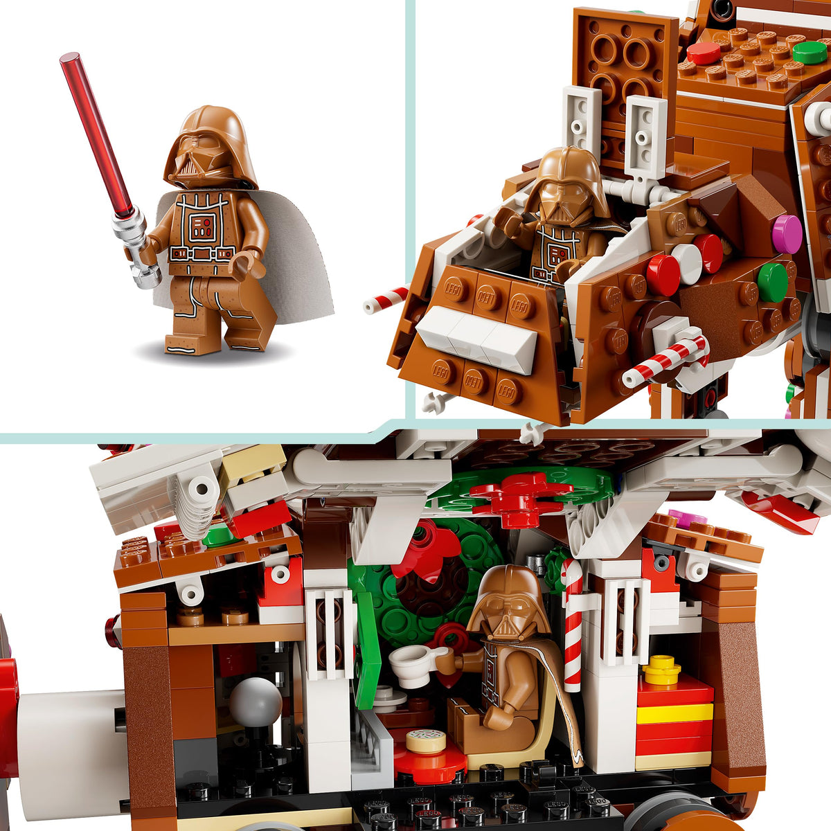 LEGO Star Wars 40806 Lebkuchen AT-AT - Set de construcție de Crăciun pentru copii, inclusiv figurina Darth Vader și sabie laser - Decorațiune pentru perioada sărbătorilor - Cadou pentru băieți și fete de la 10 ani și fani.