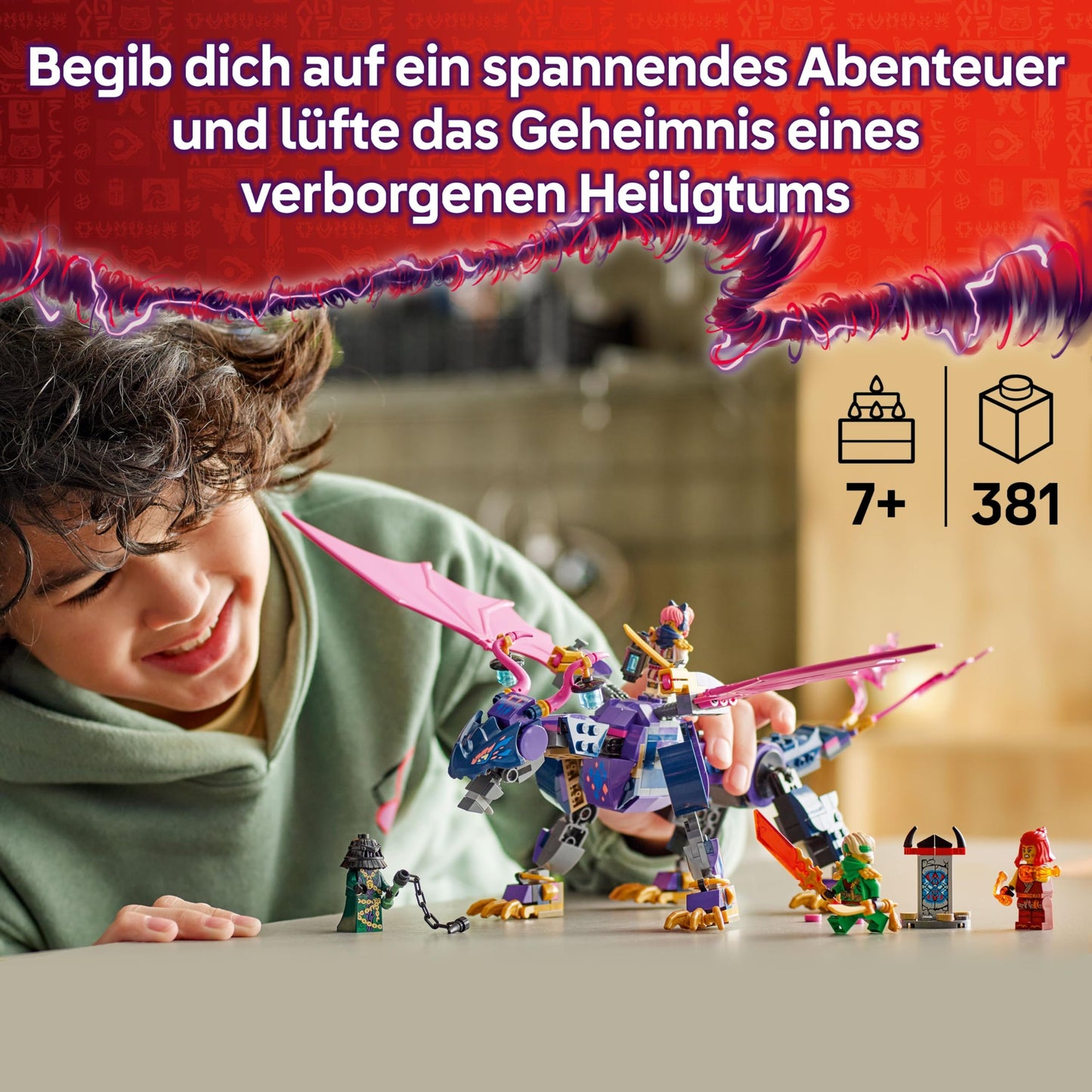 LEGO NINJAGO Rontu the Master Dragon - Movable dragon figure with shooters - 4 minifigures, including Lloyd, Sora & Wyldfyre - Ninja toy for children - Gift for boys aged 7 and up - 71842