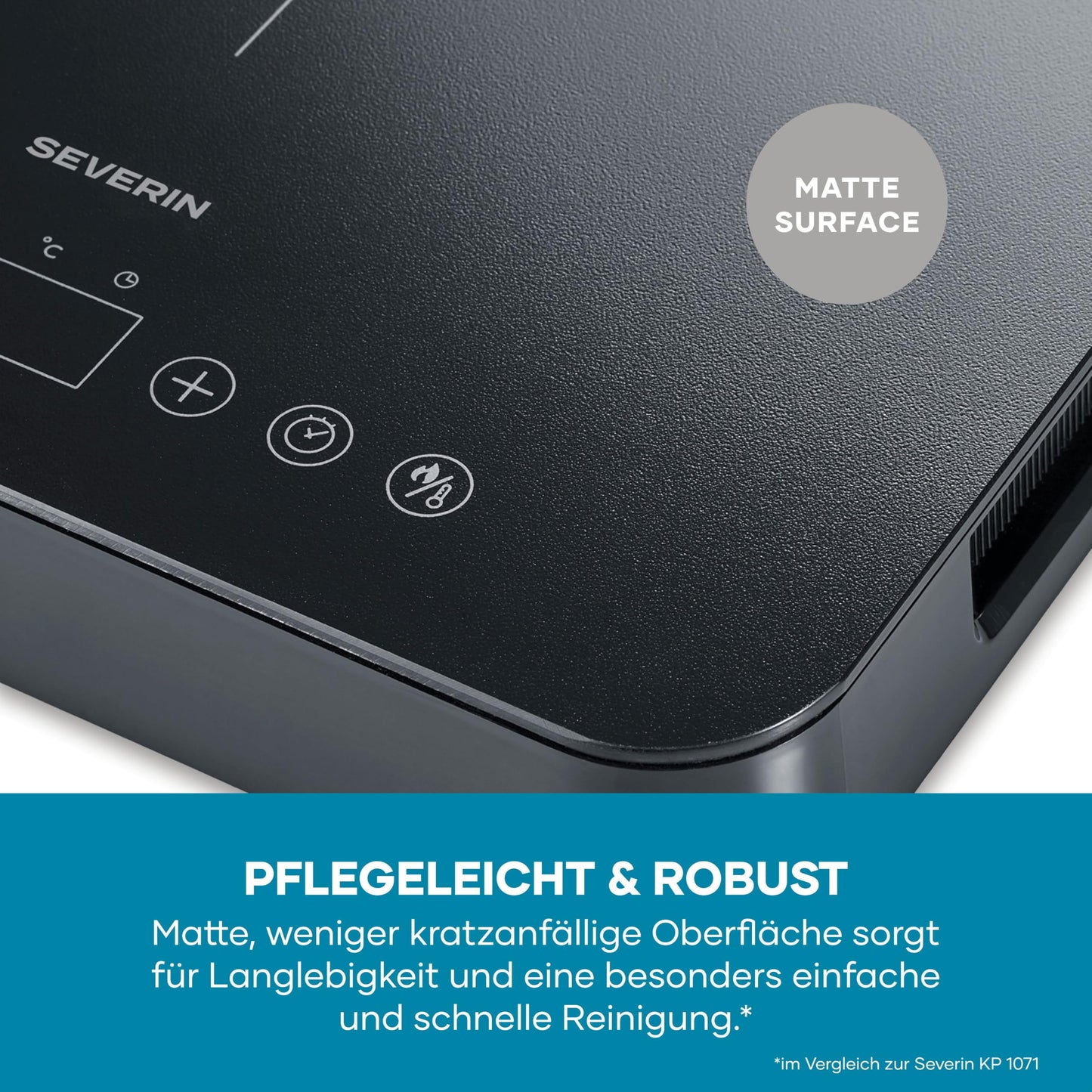 Severin induction hob, 2 plates, 10 power levels, temperature range 60-240°C, touch display, matt hotplates, less prone to scratches, glass ceramic hobs, black, 3,400 W, DK 1028