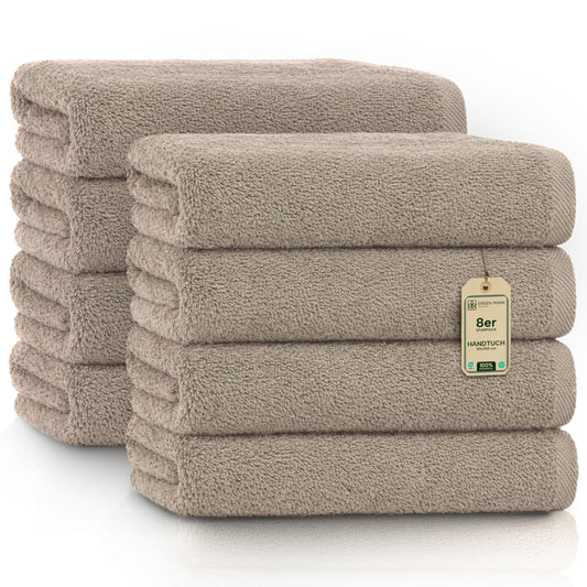 NatureMark Prosoape - Set de 8 - 100% bumbac, moi și absorbante, calitate premium pentru baie, spa și fitness, 50 × 100cm, Nisip/Bej - 8er_sand