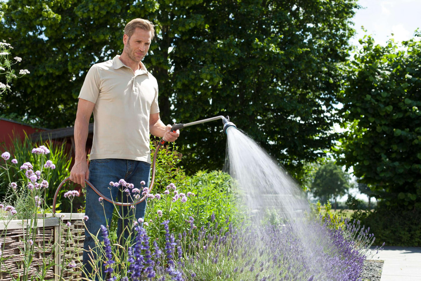 Gardena Premium watering wand: Robust garden shower for watering and cleaning, 90 cm long, 3 jet types, one-handed operation, frost protection (18336-88)