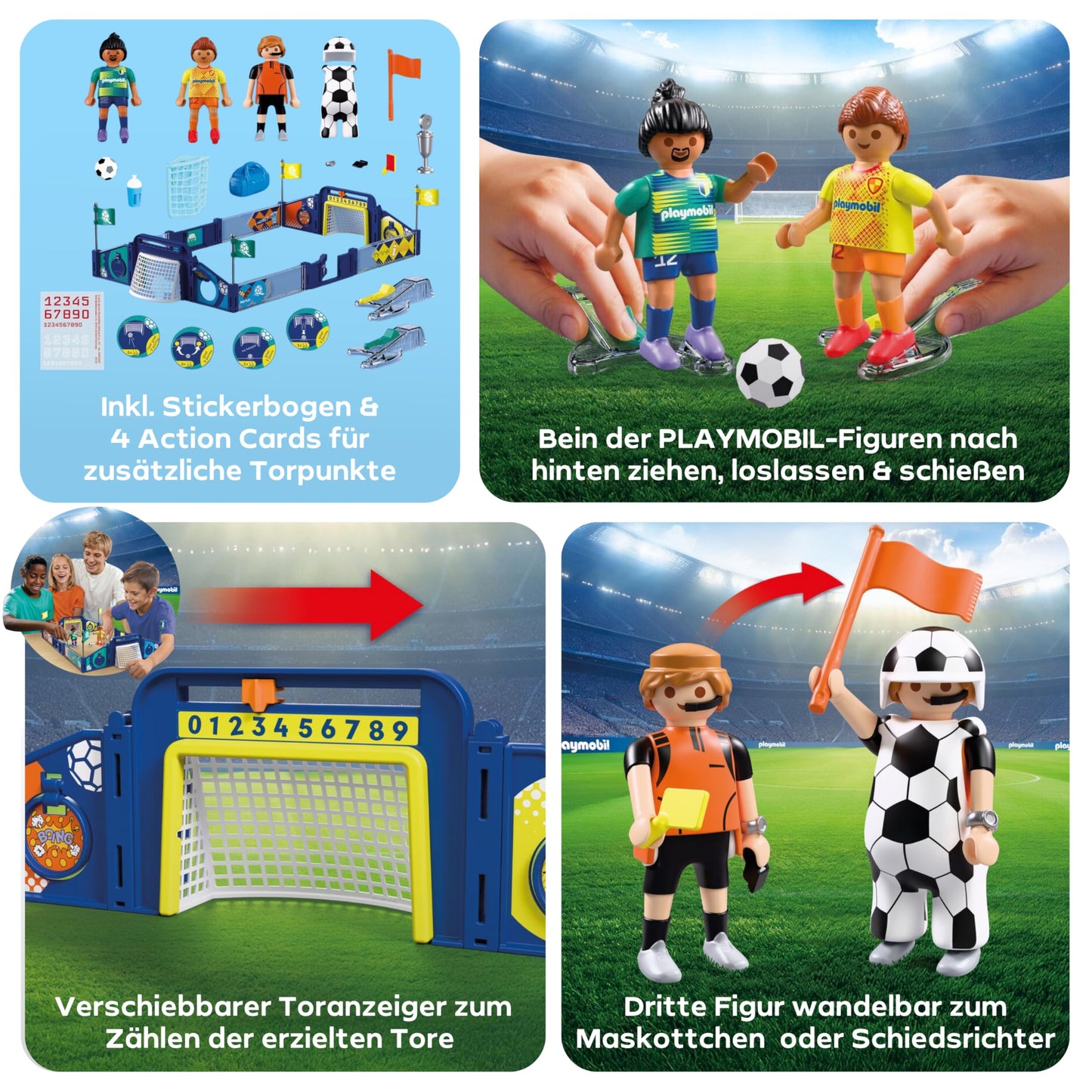 PLAYMOBIL | My Life | Soccer Arena | Playing field with shooting mechanics and 2 goals | Football toys for ages 4 and up | 72056