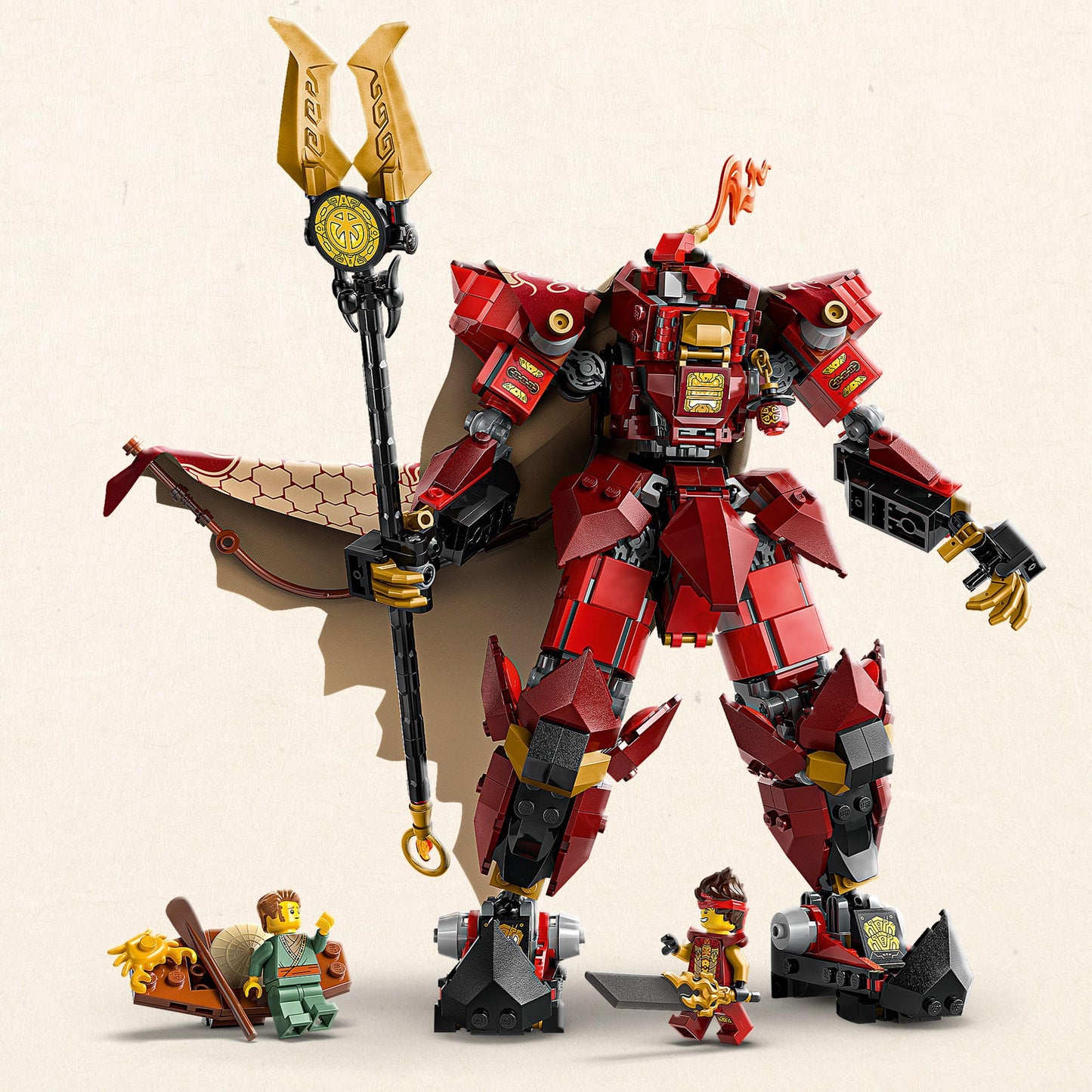 LEGO NINJAGO The Fire Knight Mech - Monstrosity set with movable figure, 2 minifigures and a sea monster on a stand - birthday gift for boys and teenagers aged 14 and over - 71846