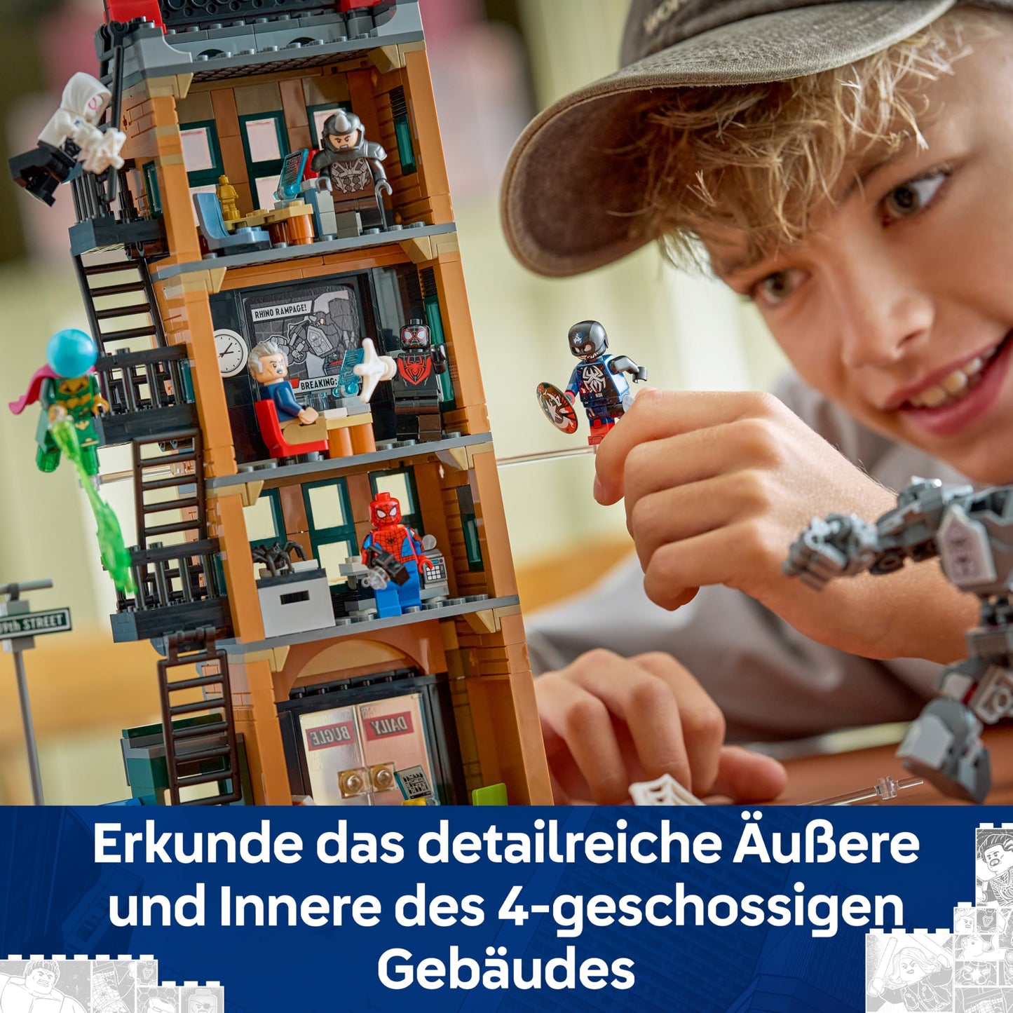 LEGO | Marvel Spider-Man vs. Mysterio: Daily Bugle - Superhero toy with mech action figure and 7 minifigures - children's gift for boys aged 10 and over, girls and fans - 76342
