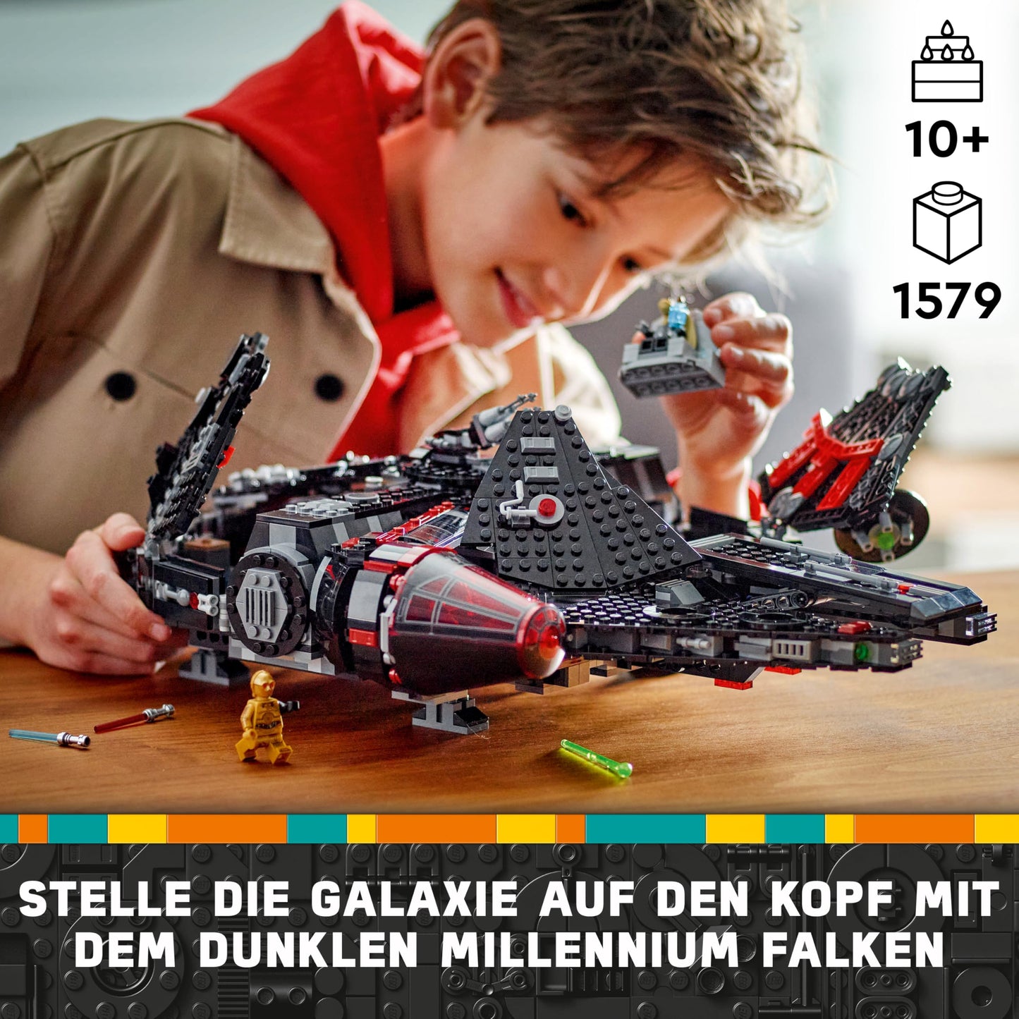 LEGO Star Wars 75389 The Dark Falcon - Display toy with spring-powered shooters, cannons and 6 minifigures including C-3PO - Gift for boys aged 10 and up and adults