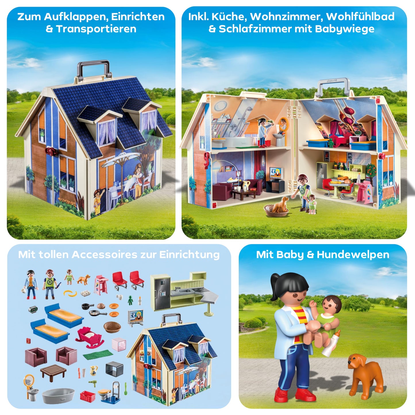 PLAYMOBIL | Dollhouse |Toys for children aged 4 and up | Take-along dollhouse with handle | 70985
