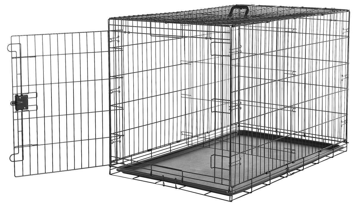 Amazon Basics Collapsible Dog Crate made of Wire with Floor Tray, Single Door, Black, L 122 x W 76 x H 83 cm - 9001N-48A