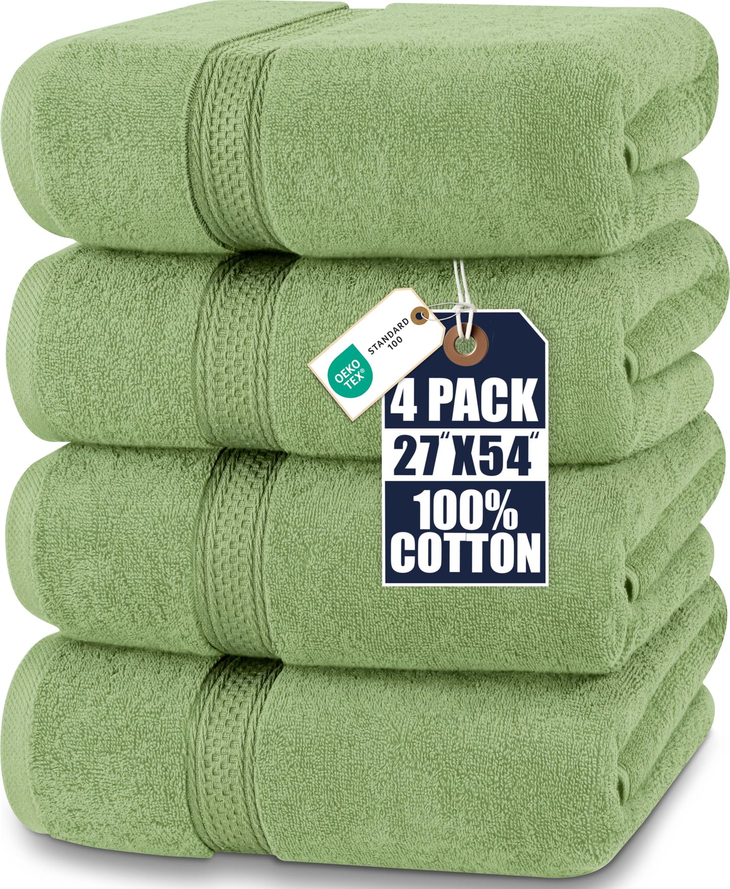 Utopia Towels 4-pack bath towel set, 69 x 137 cm, sage green - UT0495