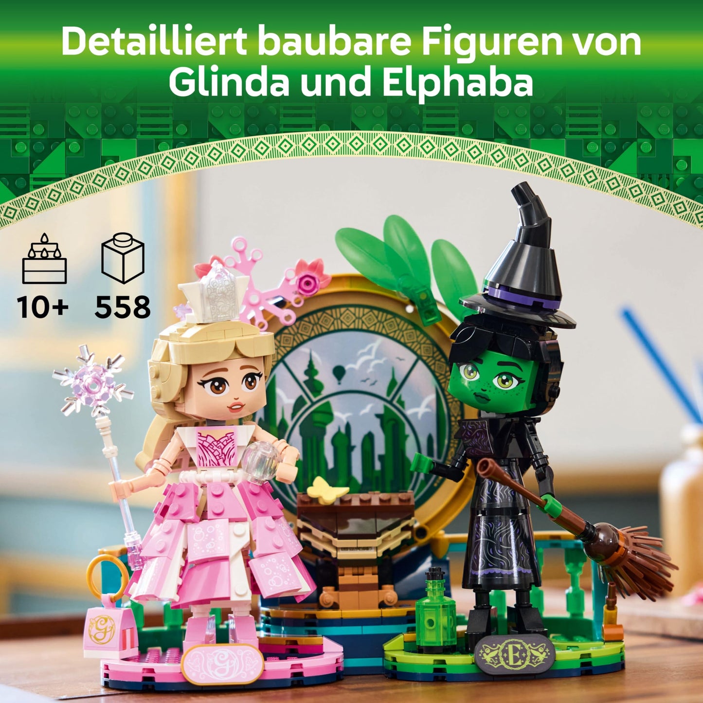 LEGO Wicked - Elphaba & Glinda figures - toy with lots of accessories including a broom, a crown, a handbag and a window scene - gift for girls and boys aged 10 and over - 75682