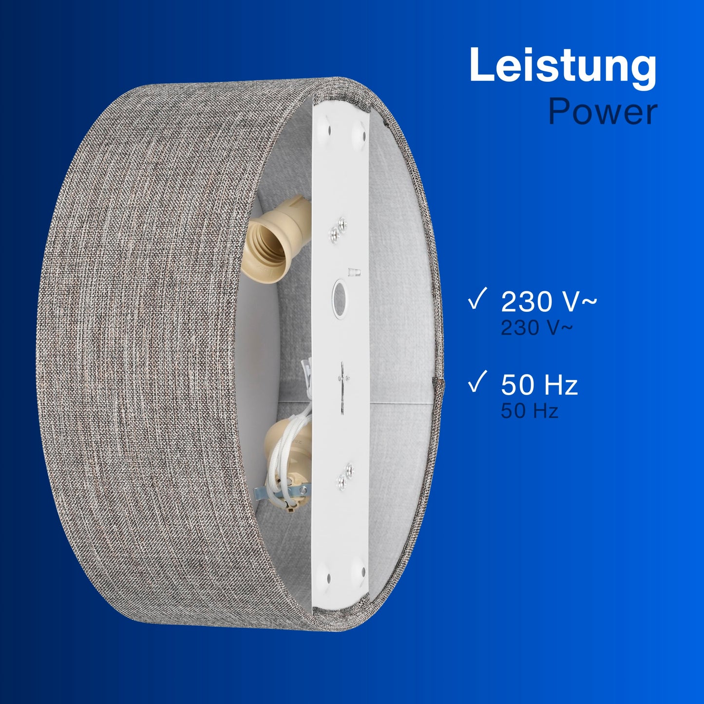 REV ceiling light - ceiling lamp around 30cm with fabric lampshade in a vintage look - ideal for bedrooms and living rooms, brown-silver - 2021121030