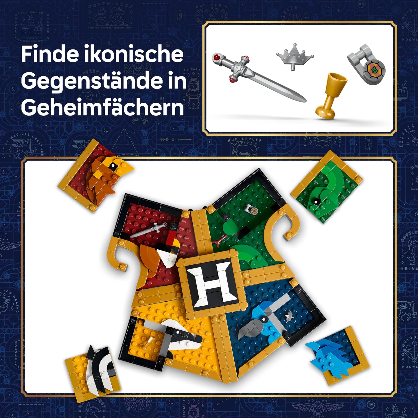 LEGO Harry Potter Hogwarts House Crest - Wall decoration 3D model with animals - DIY decoration for the children's room - Birthday gift for girls, boys and teenagers aged 12 and over - 76462