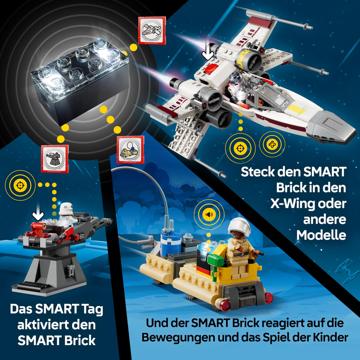 LEGO Star Wars SMART Play Bundle: Setul All-In-One Luke’s Red Five X-Wing 75423 & Setul Compatibil Mos Eisley Cantina 75425 - Jucării Interactive - Cadouri pentru băieți și fete de 8 ani și peste - 75426