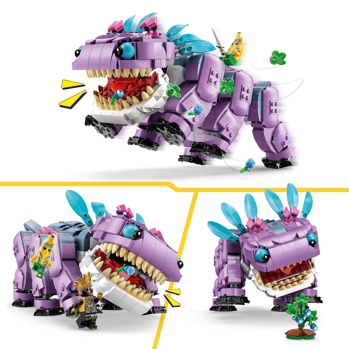 LEGO Fortnite Klombo gaming toy - play set with minifigures - dinosaur figure with island adventure scarf and ORO on Klombo's back - gamer gift for boys, girls and fans aged 10 and over - 77077