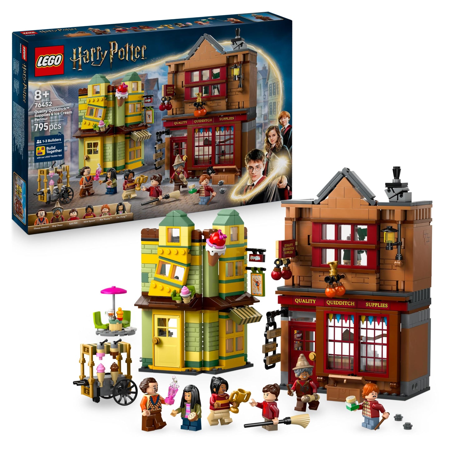 LEGO Harry Potter quality for Quidditch & Fortescues ice cream parlor - set with 2 Diagon Alley shops, 6 minifigures & accessories including Nimbus 2000 broom - gift for boys and girls aged 8 and over - 76452
