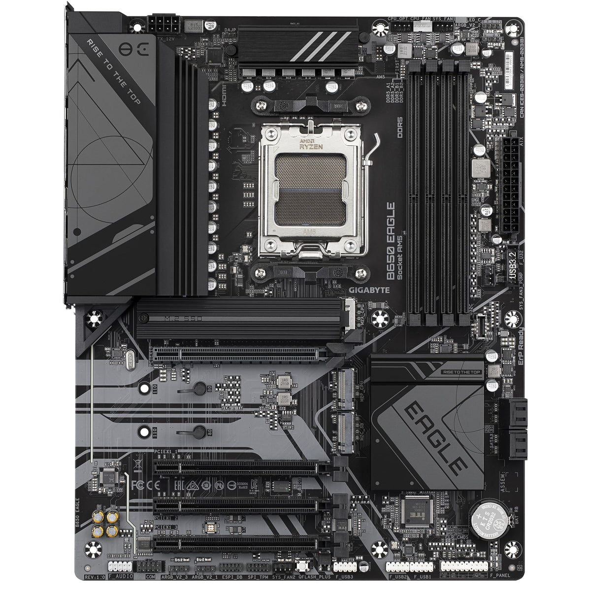 Placa de bază GIGABYTE B650 Eagle - Seria AMD Ryzen 9000, VRM cu 12+2+2 faze, până la 7600 MHz DDR5 (OC), 1xPCIe 5.0 + 2xPCIe 4.0 M.2, GbE LAN, USB 3.2 Gen 2