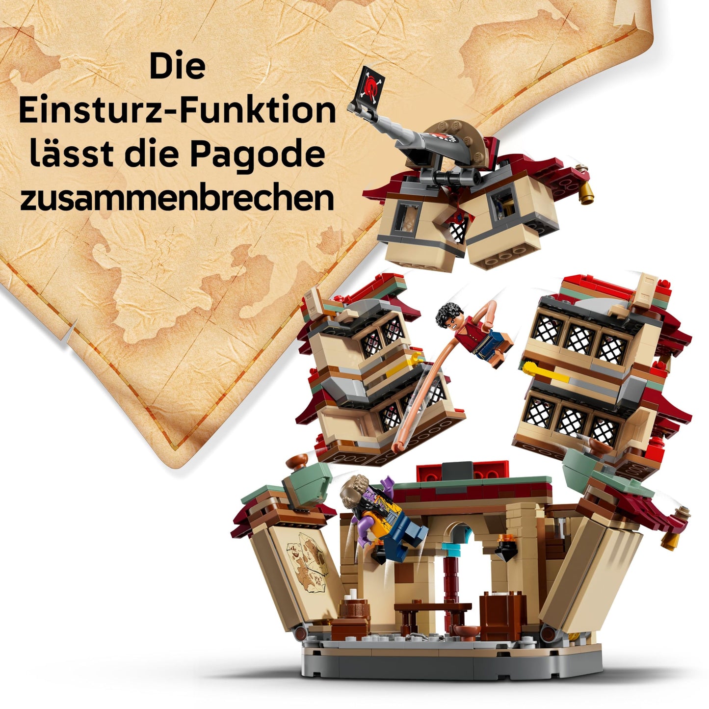 LEGO ONE PIECE - Showdown in Arlong Park - Interactive toy with 5 minifigures - Luffy & Nami and a collapsing pagoda - Anime gift for boys, girls and fans aged 9 and up - 75638