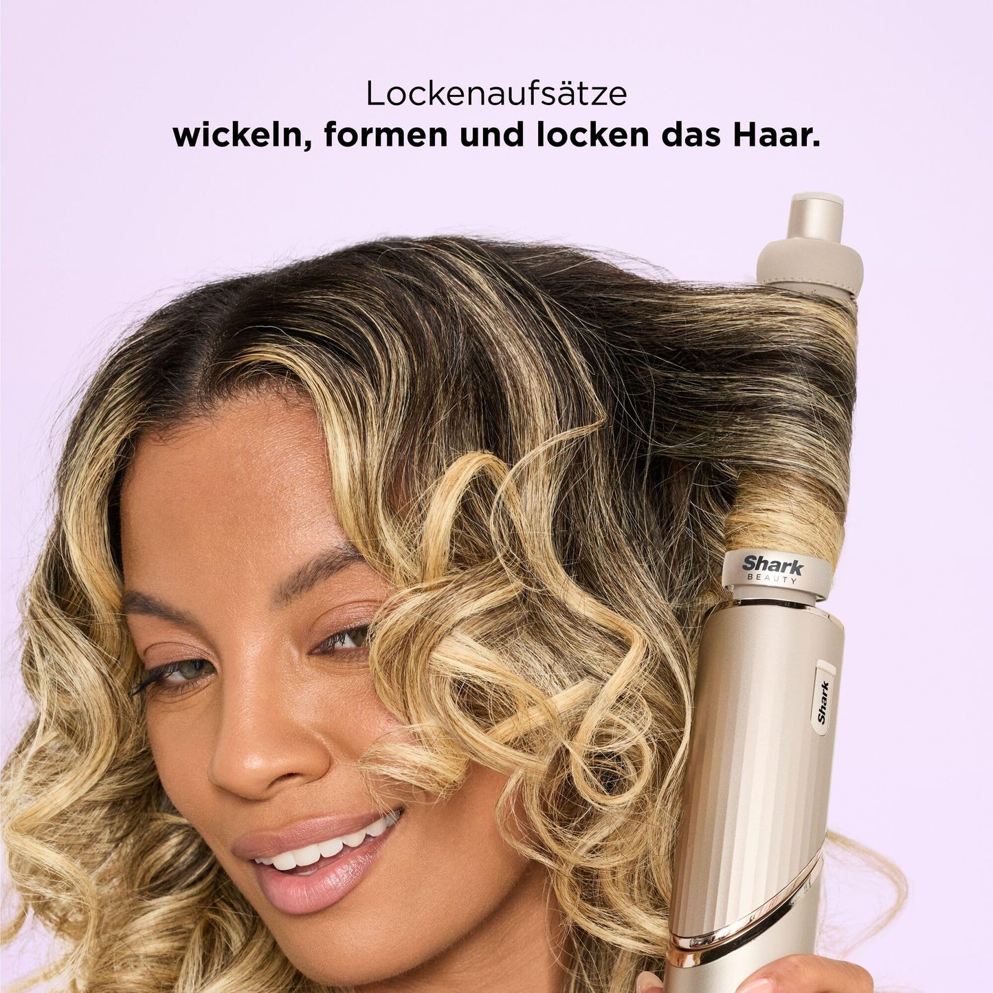 Shark FlexStyle 5-in-1 Air Styler & Hair Dryer, 1400W, Auto Wrap Curl Attachment, Paddle Brush, Oval Brush, Concentrator, Diffuser, Storage Case, No Heat Damage, Champagne HD446SLEU