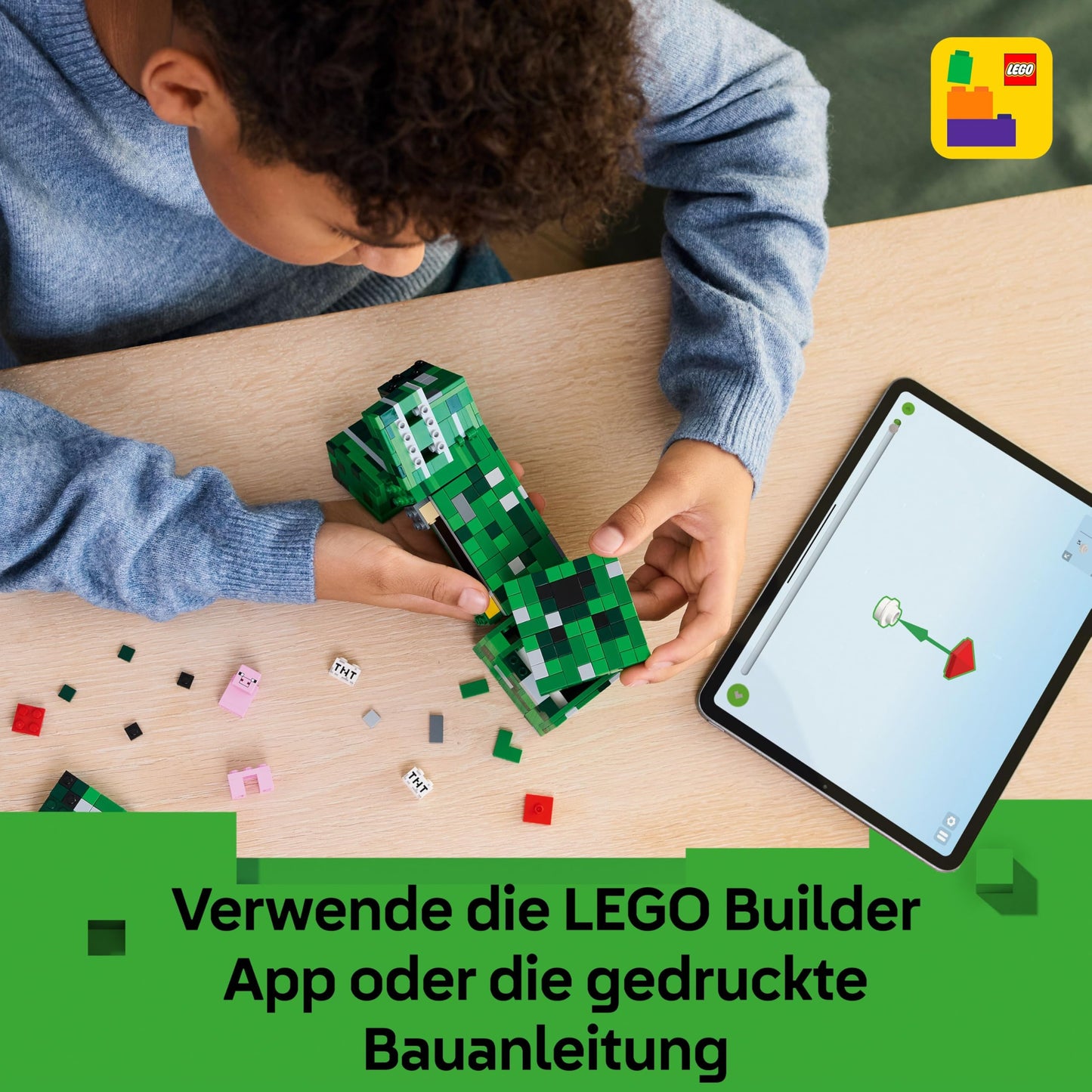 LEGO Minecraft The Creeper - gamer toy - movable action figure - interactive play set with TNT element - children's DIY decoration - gaming gift for boys, girls and teenagers aged 10 and over - 21276