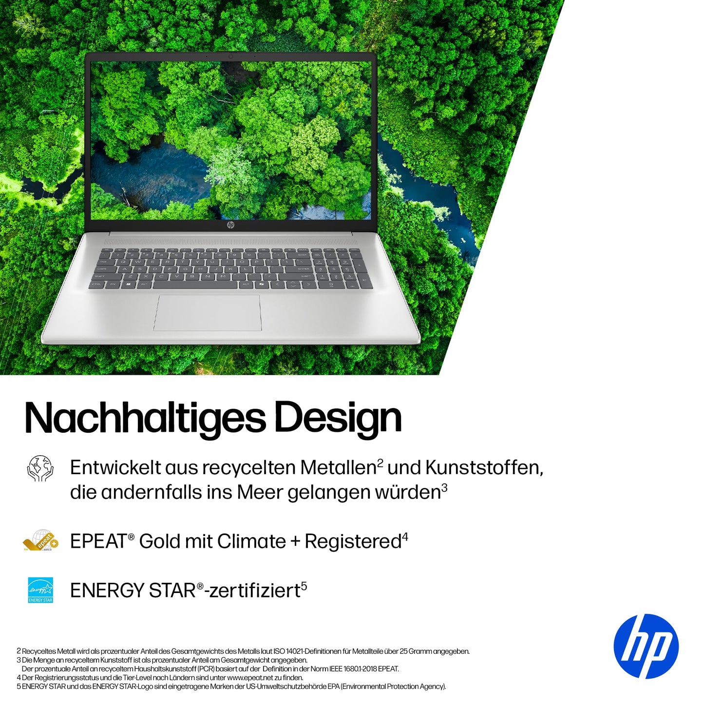 HP laptop with 17.3" FHD display, Intel Core i7-1355U, 16 GB DDR4 RAM, 1 TB SSD, Intel Iris graphics, Windows 11, QWERTZ, silver incl. 25 GB Dropbox storage for 12 months - BZ8R5EA#ABD