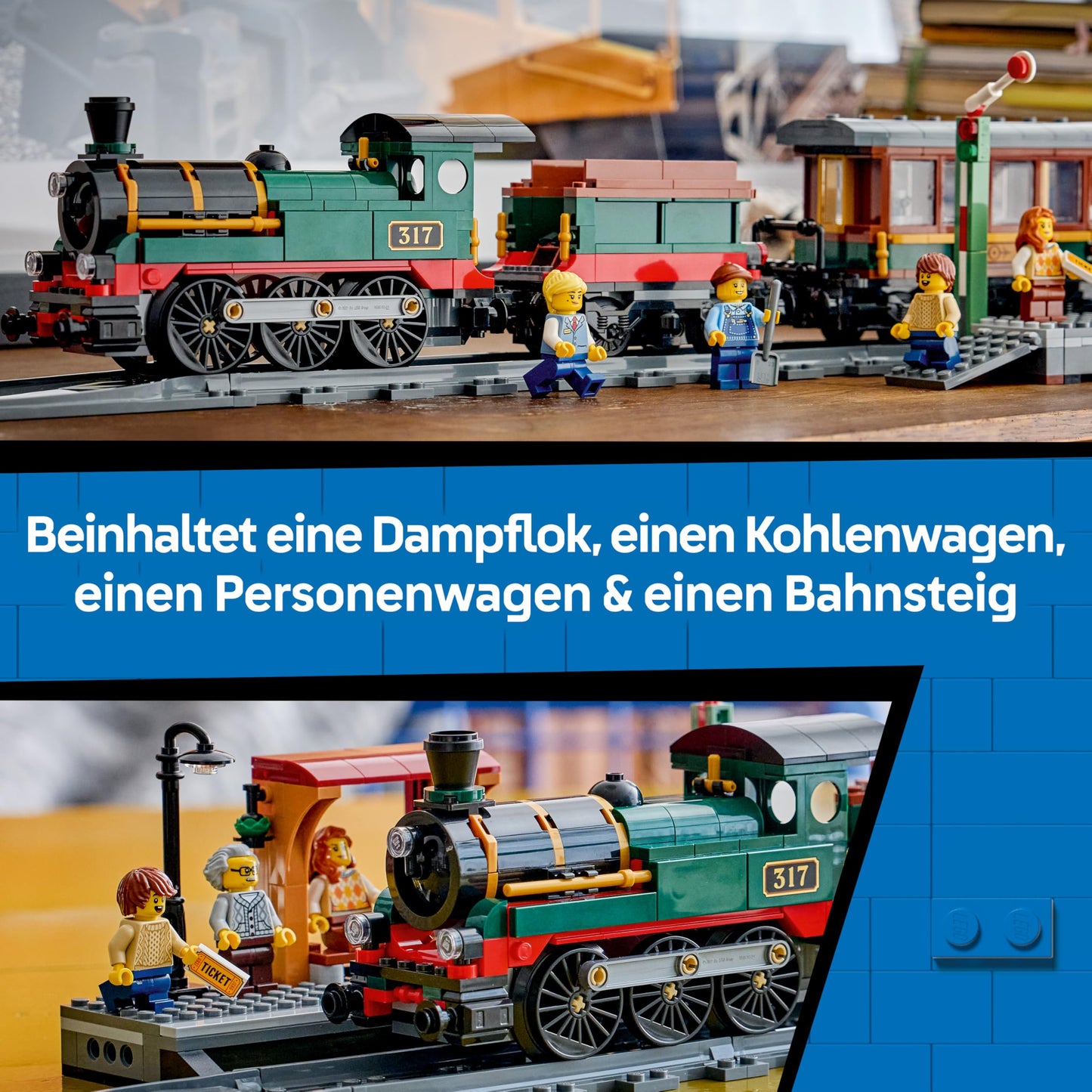 LEGO City Classic Steam Train Toy - STEM Model Kit - Set with Train Station, Rails, Driver's Cab Control, Stop Signal and 5 Minifigures - Birthday Gift for Boys Ages 7 and Up - 60511
