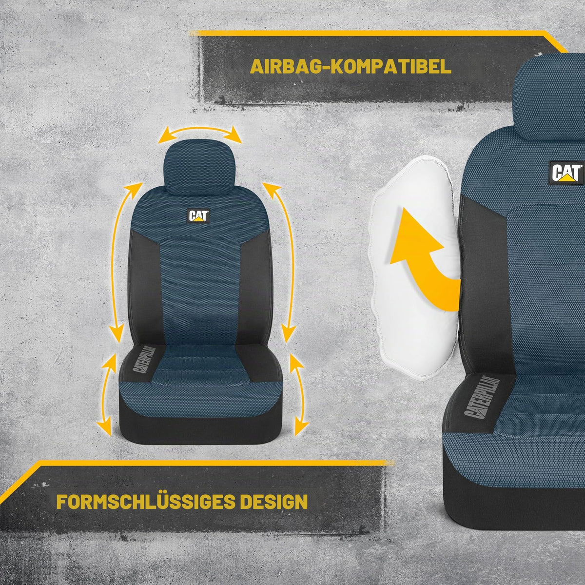 CAT Seat Covers for Cars, Trucks, and SUVs, 2 Pieces, MeshFlex Car Seat Cover, Front Seat Protector, Airbag-Compatible Seat Covers for SUV Interiors & Seat Cover Accessories, Blue & Black - CASC-2284-BL