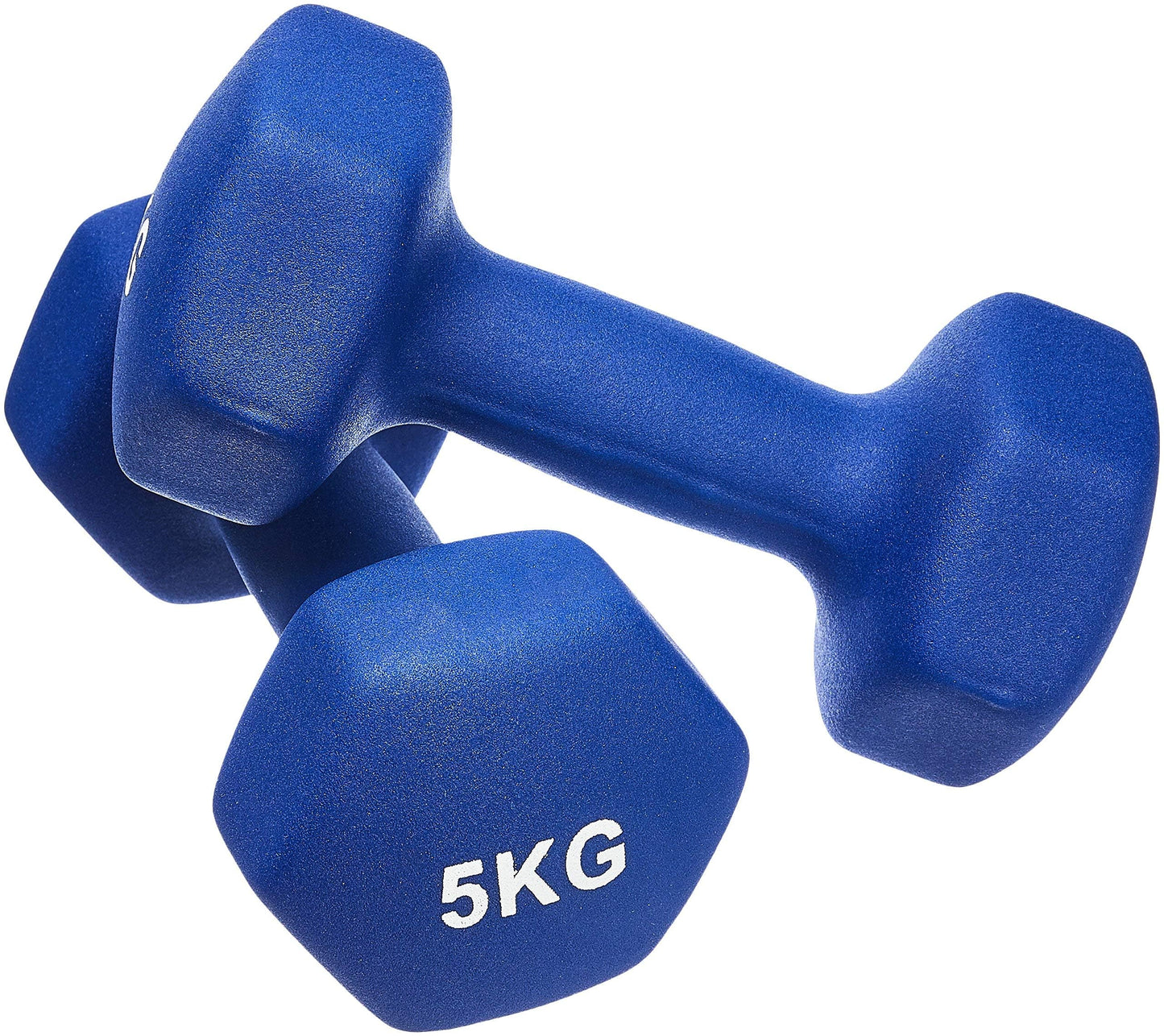 Amazon Basics Neoprene Dumbbell Weights (Sets of 2, 5kg Dumbbells) Blue - NPDBP5KG