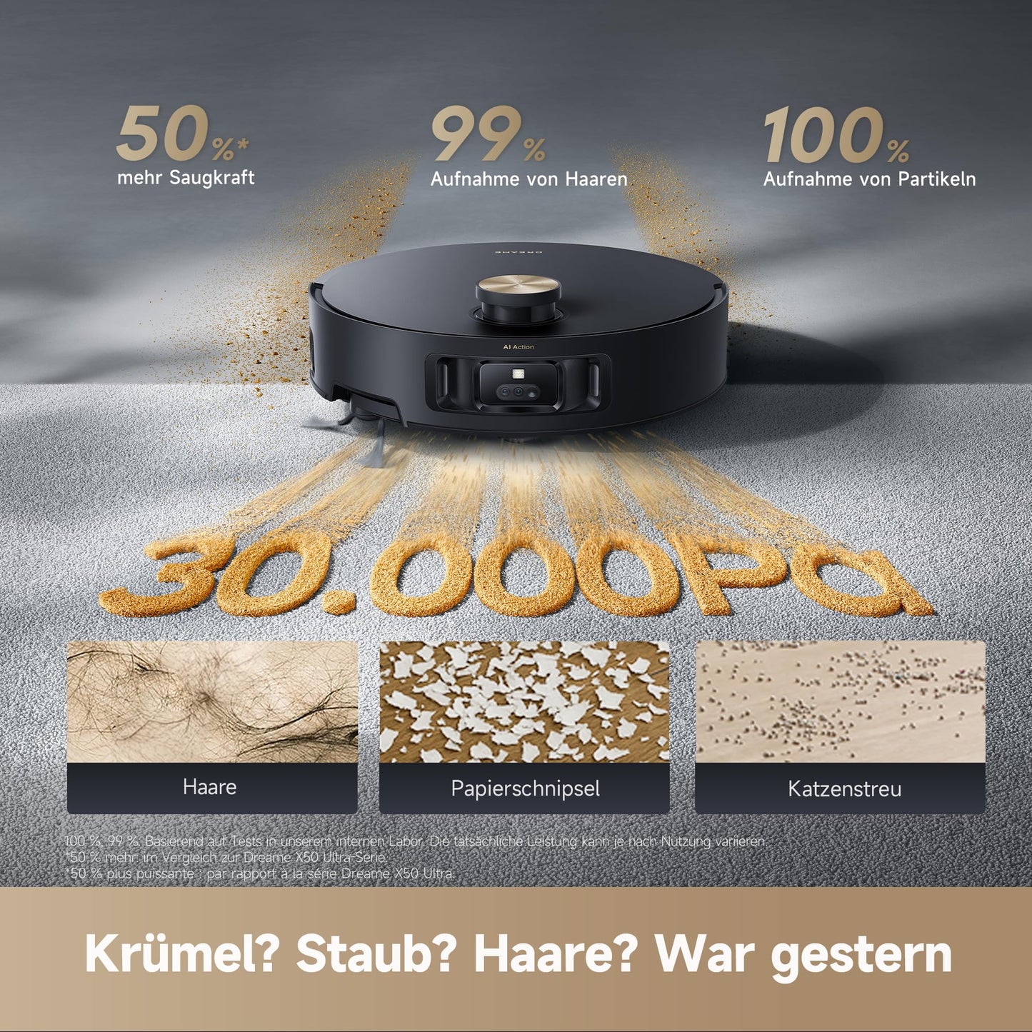 dreame Aqua10 roller vacuum robot with AquaRoll wiper, carpet protection roller cover, 6 cm obstacle clearance, automatic emptying, self-cleaning, suction power of 30,000 Pa - RLH31CE