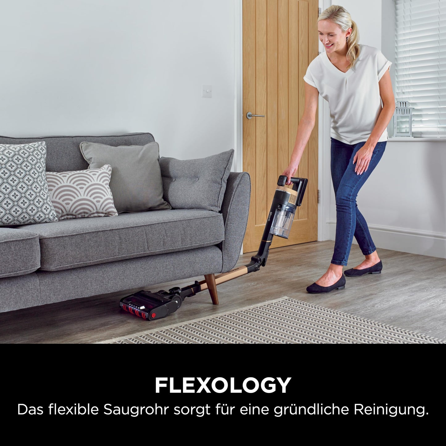 Shark Stratos cordless vacuum cleaner, free-standing, up to 60 minutes running time, cordless, bagless, for pet hair, allergy sufferers, carpet and hard floors, with car kit and articulated tube, grey/rose gold, IZ400EUTBK