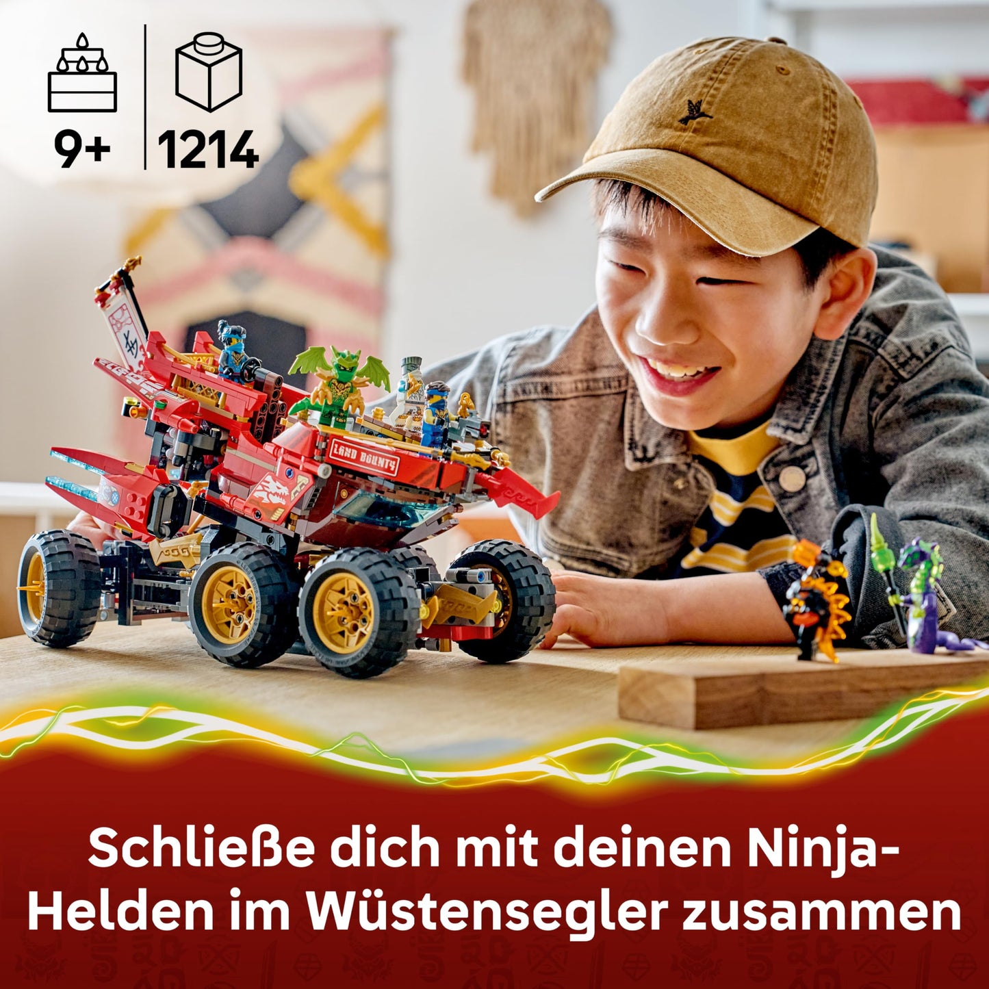 LEGO NINJAGO Desert Sailor - 3-in-1 ninja playset, convertible into flying boat, car & motorcycle - including 6 minifigures - gift idea for boys aged 9 and up and Dragons Rising fans - 71869