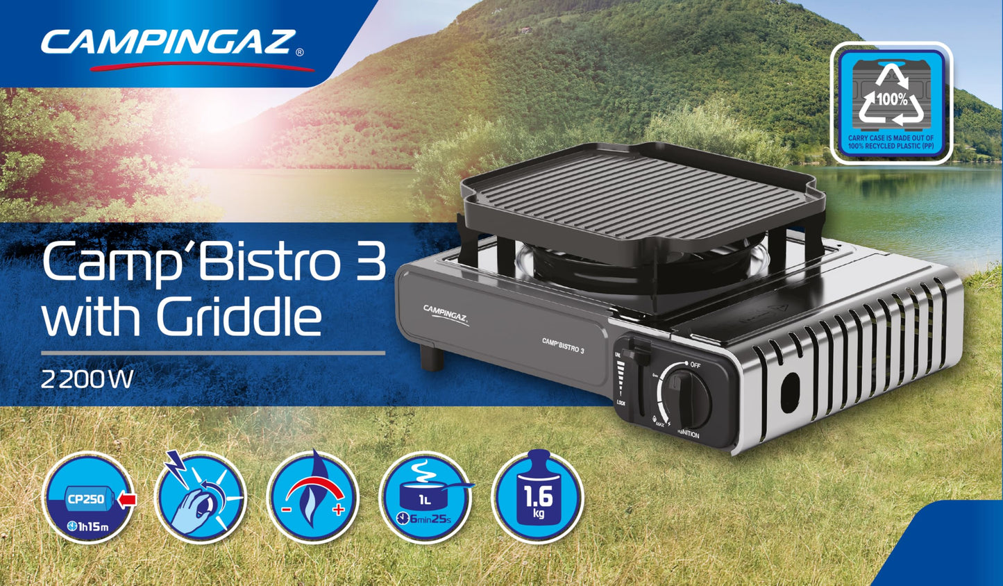 Campingaz Camp'Bistro 3 gas cookers with grill plate - 2214202