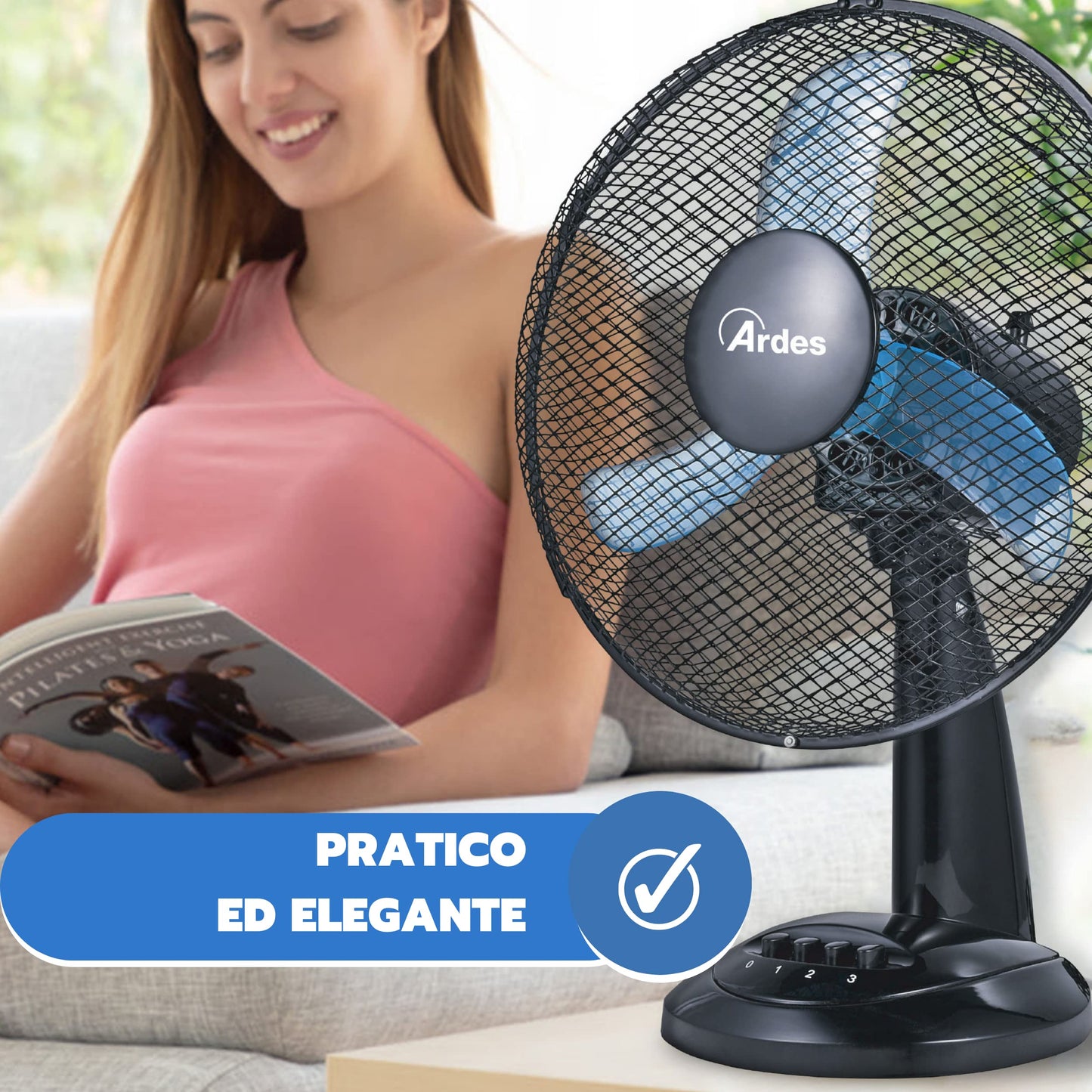 ARDES - Ardes table fan 40 cm model Penny, 3 blades, oscillating, with adjustable tilt angle, Ardes fan, 3 speed levels, quiet, AR5AM40