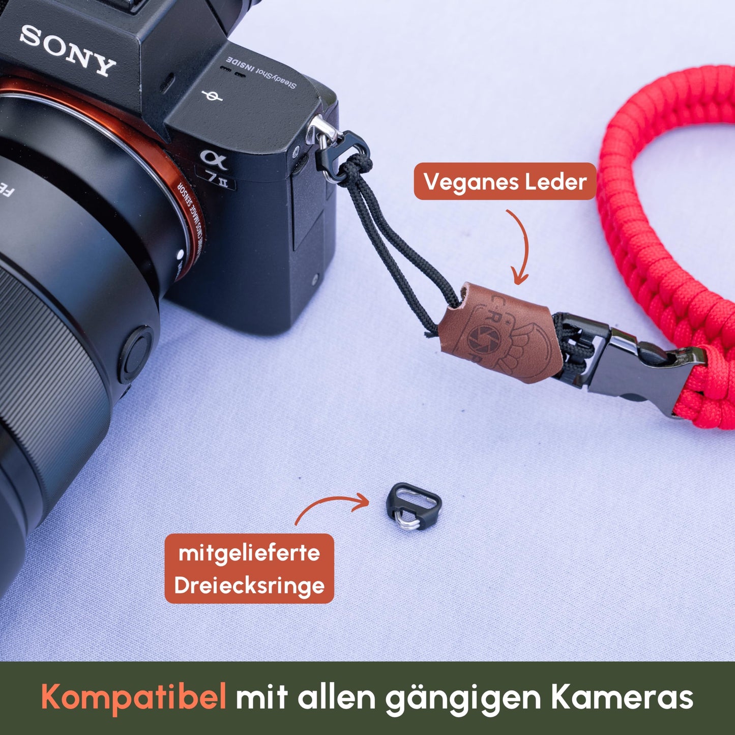 C-Rope camera hand strap The Claw made of hand-woven paracord. Camera strap with quick release system (Bright Red) - CRP-CLW-030-BRR