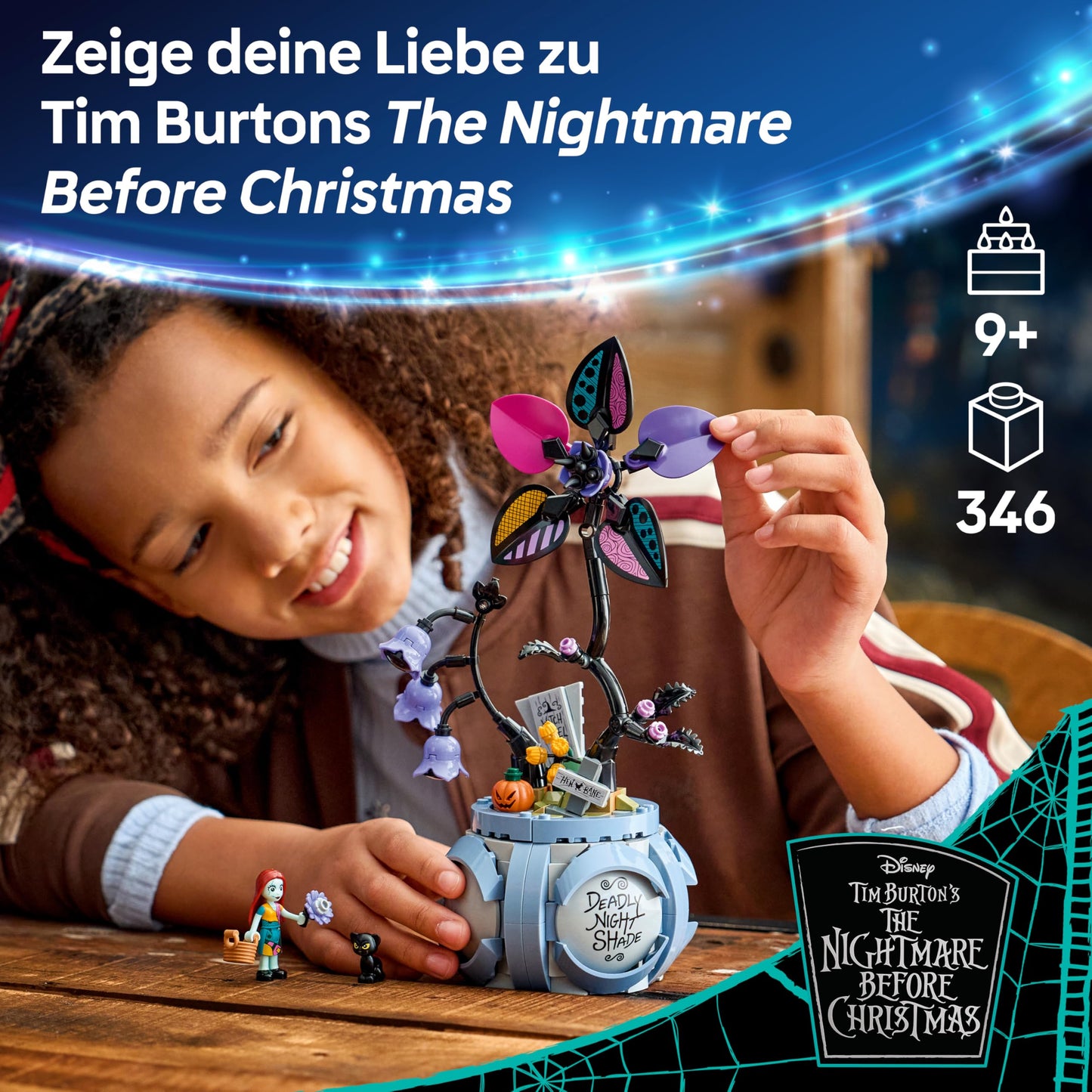 LEGO ǀ Disney Sally's Flowerpot - DIY bedroom decoration with 2 artificial flowers, 2 mini dolls & accessories - birthday gift for girls aged 9 and up & fans of The Nightmare Before Christmas - 43288