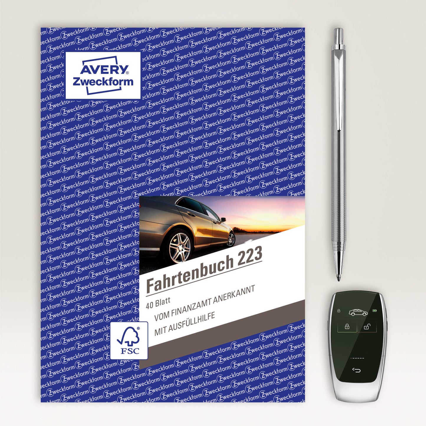 AVERY Zweckform 223-10 softcover car logbook (tax office recognized, DIN A5 210x148mm, 80 pages, 858 trips, Germany & Austria, delimitation of private/business trips) pack of 10